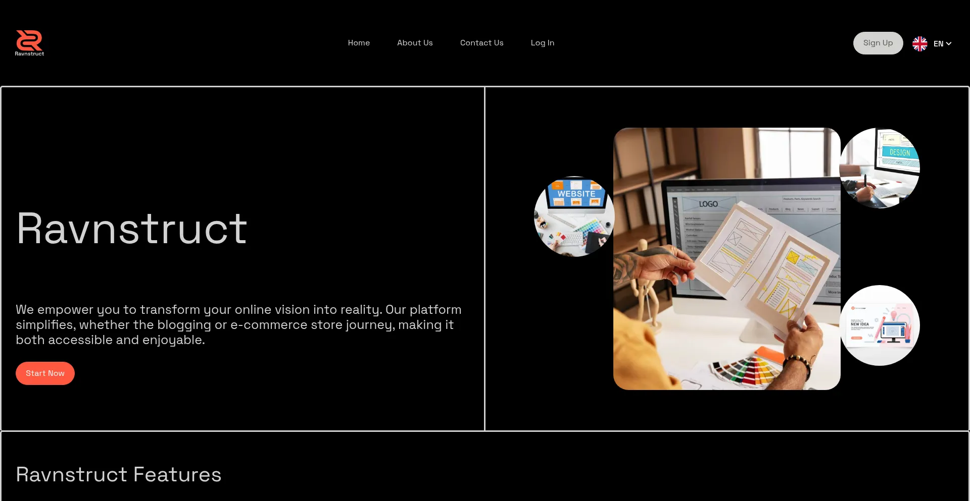 Website screenshot of Ravnstruct.com