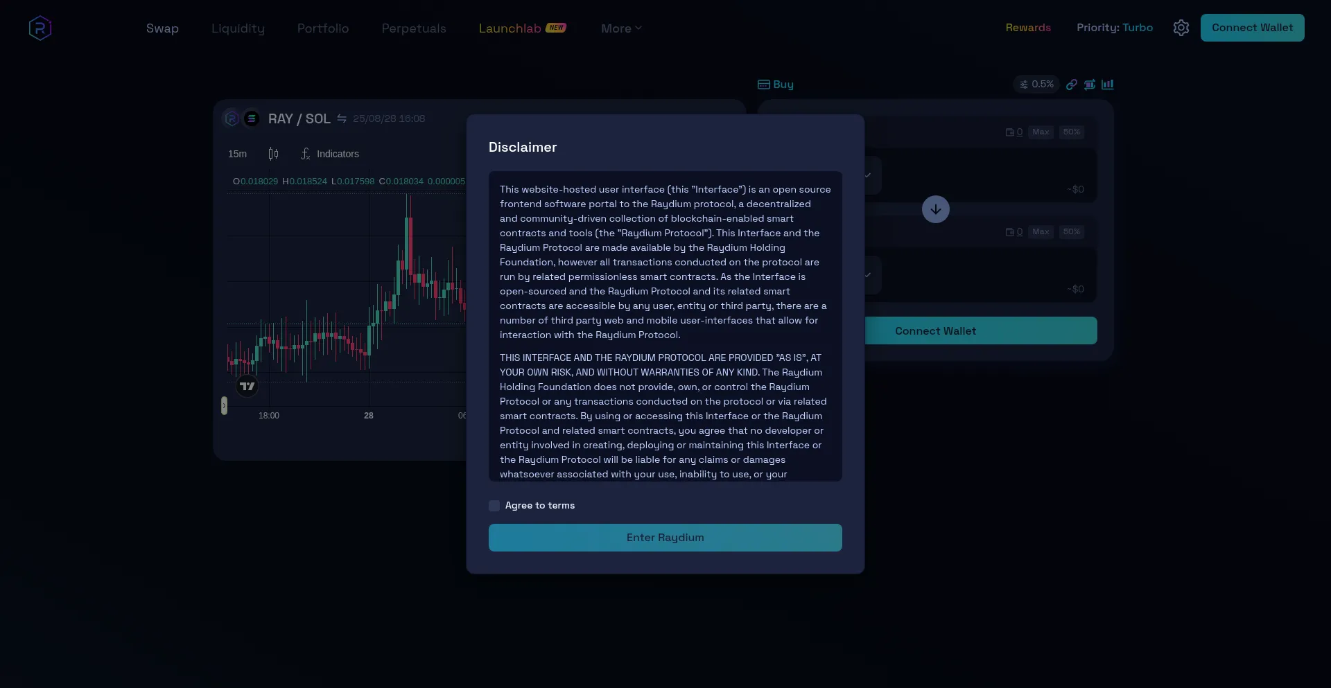 Website screenshot of Raydium.io