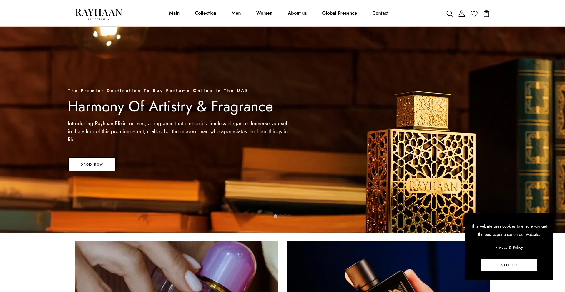 Website screenshot of Rayhaanperfumes.com