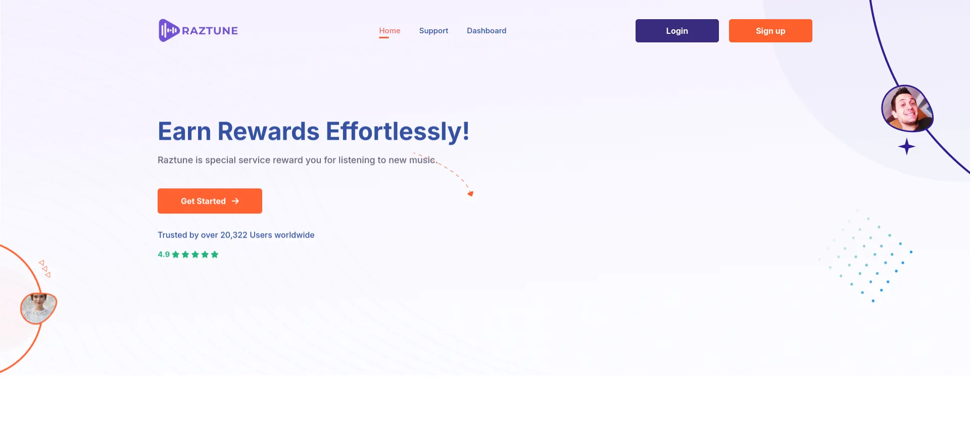 Website screenshot of Raztune.com