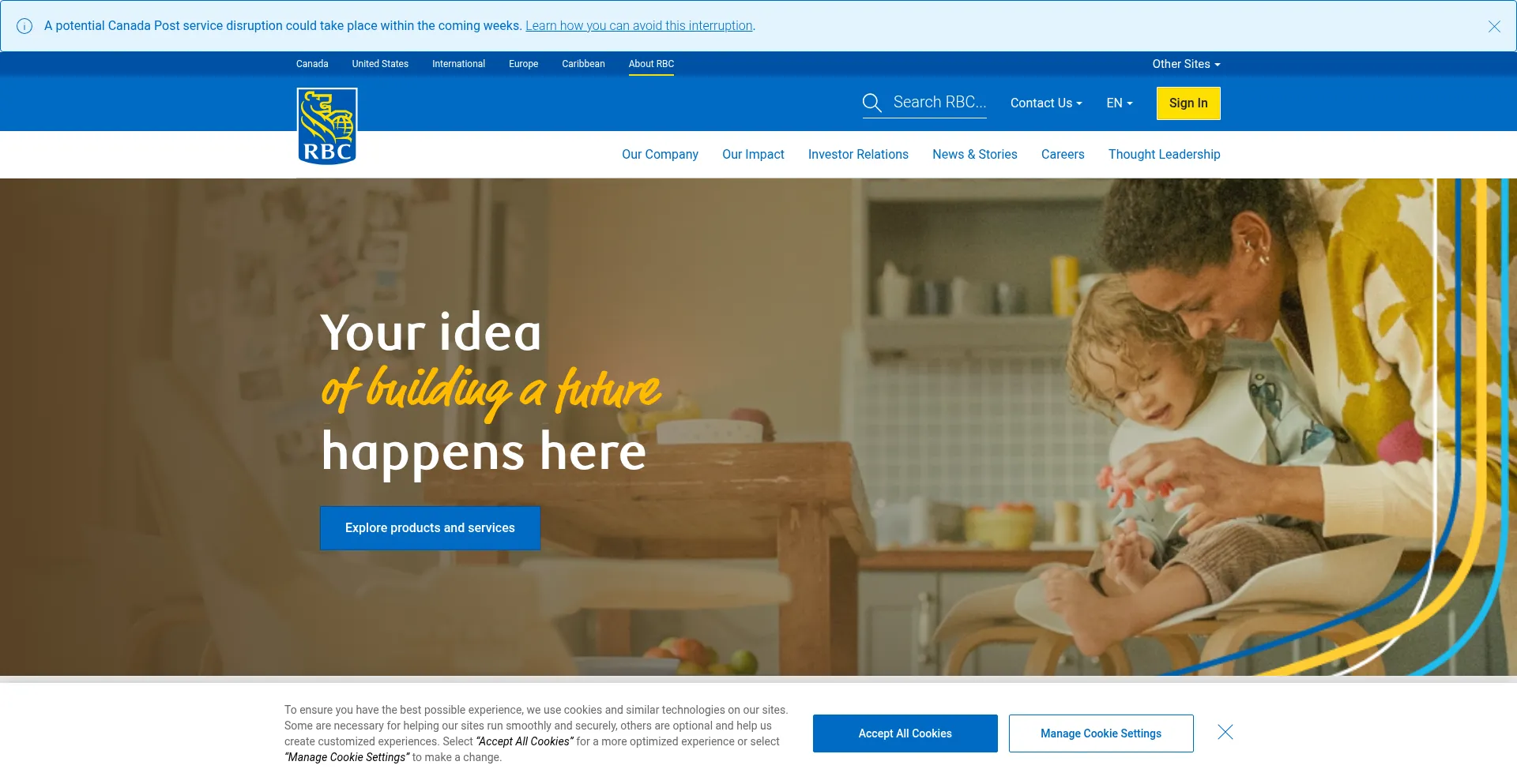 Website screenshot of Rbc.com