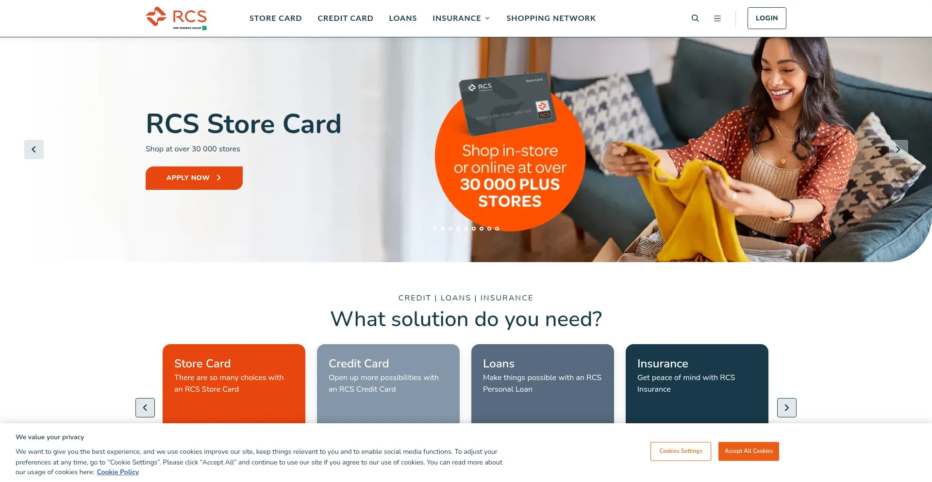 Website screenshot of Rcs.co.za