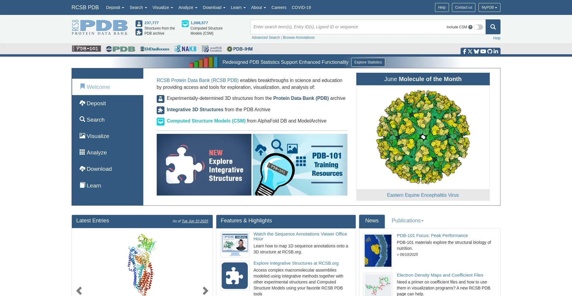 Website screenshot of Rcsb.org