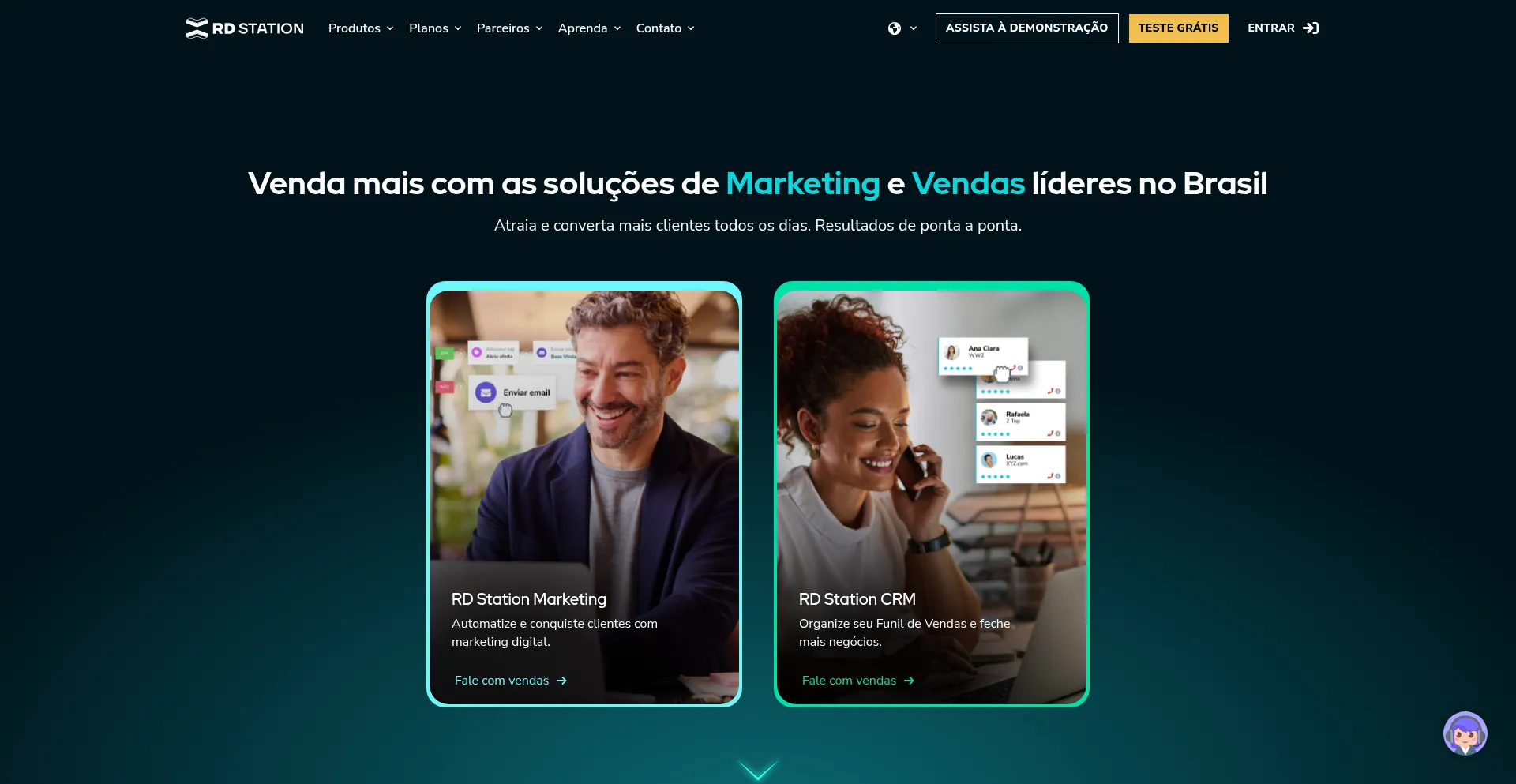 Website screenshot of Rdstation.com.br