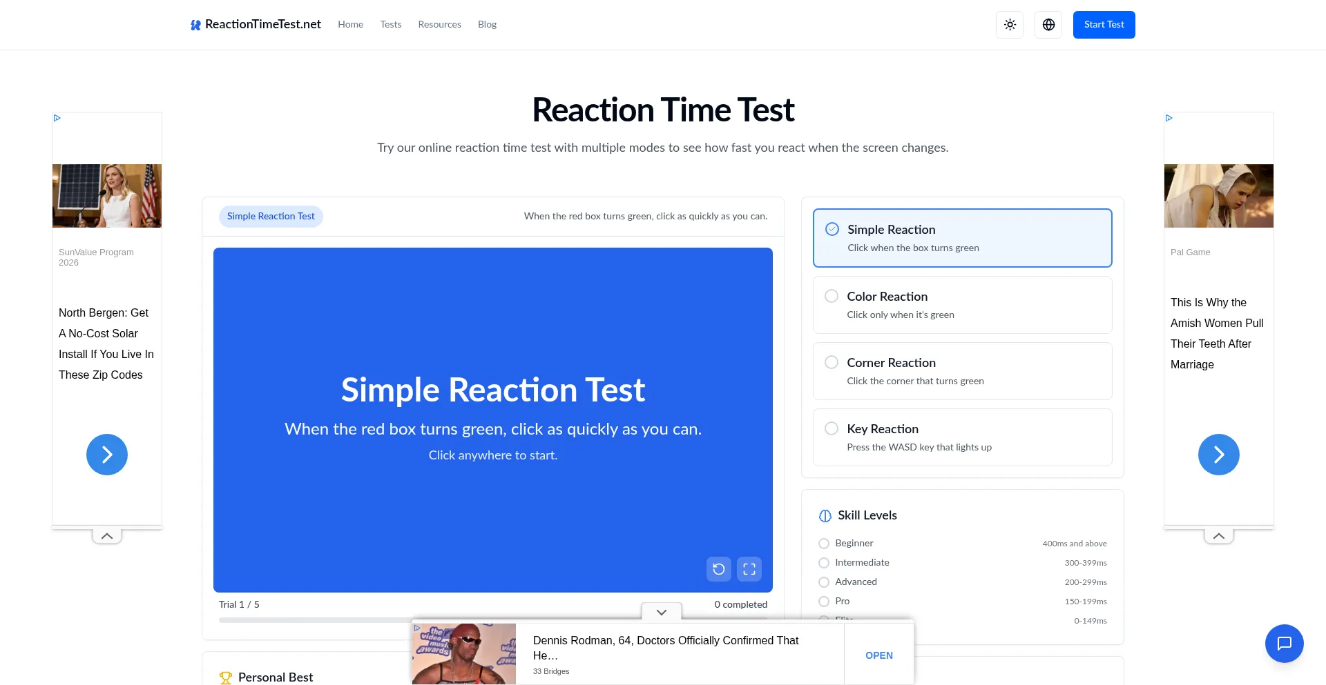 Reactiontimetest.net