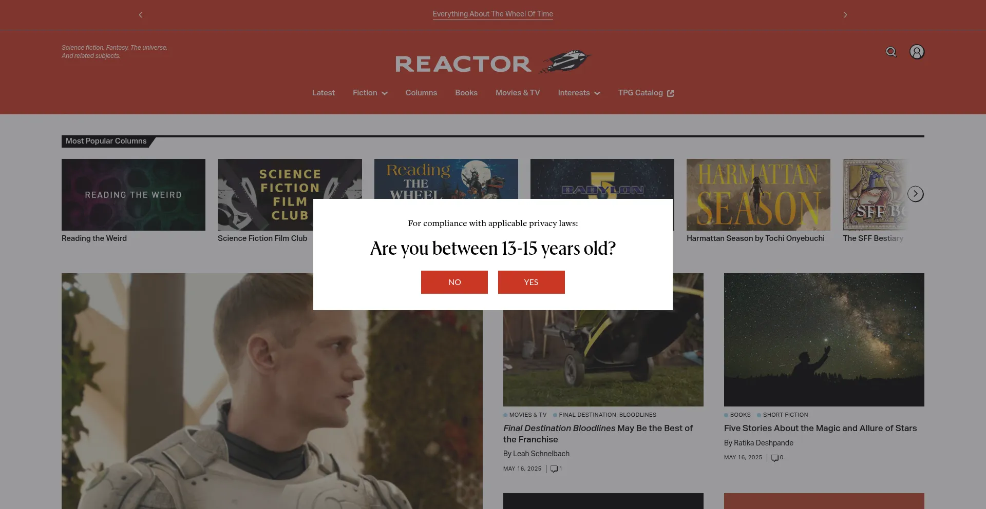 Website screenshot of Reactormag.com