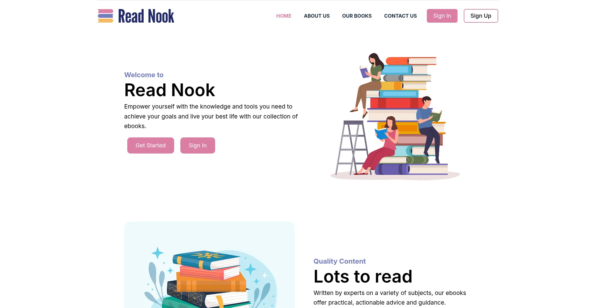 Website screenshot of Read-nook.com