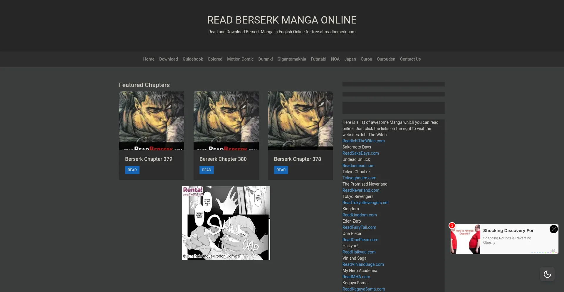 Website screenshot of Readberserk.com