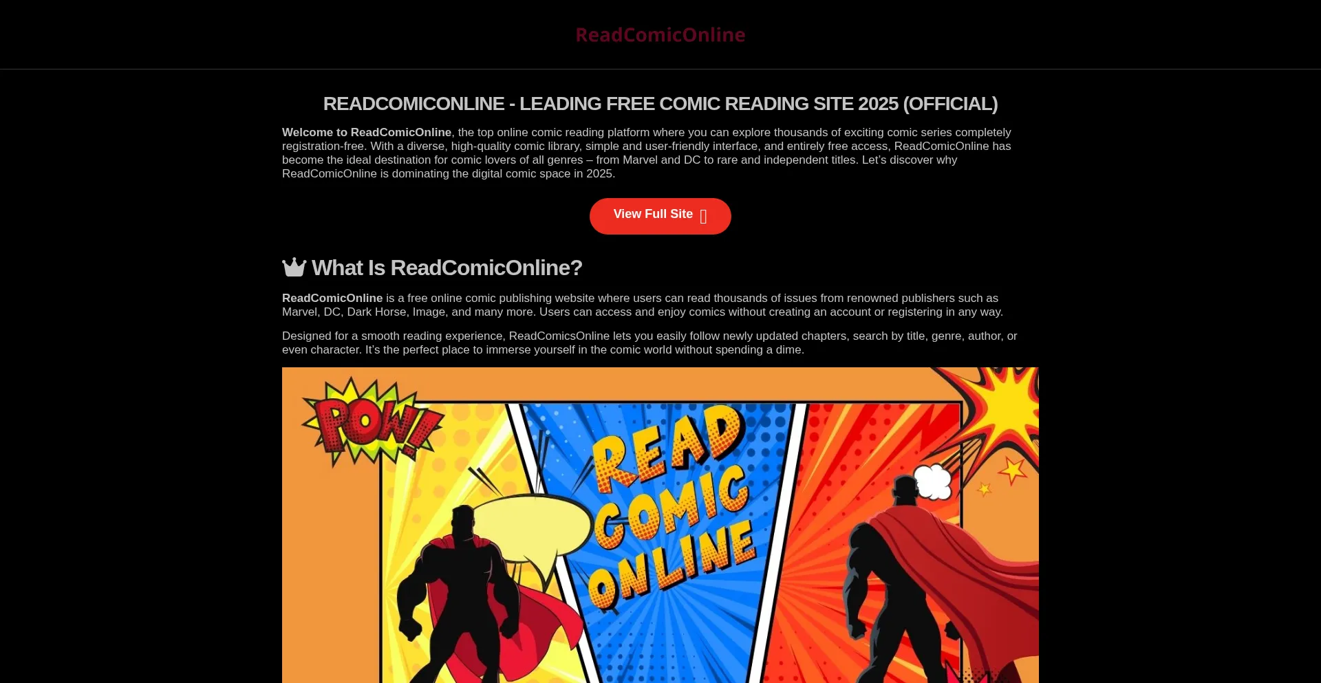 Website screenshot of Readcomiconline.my