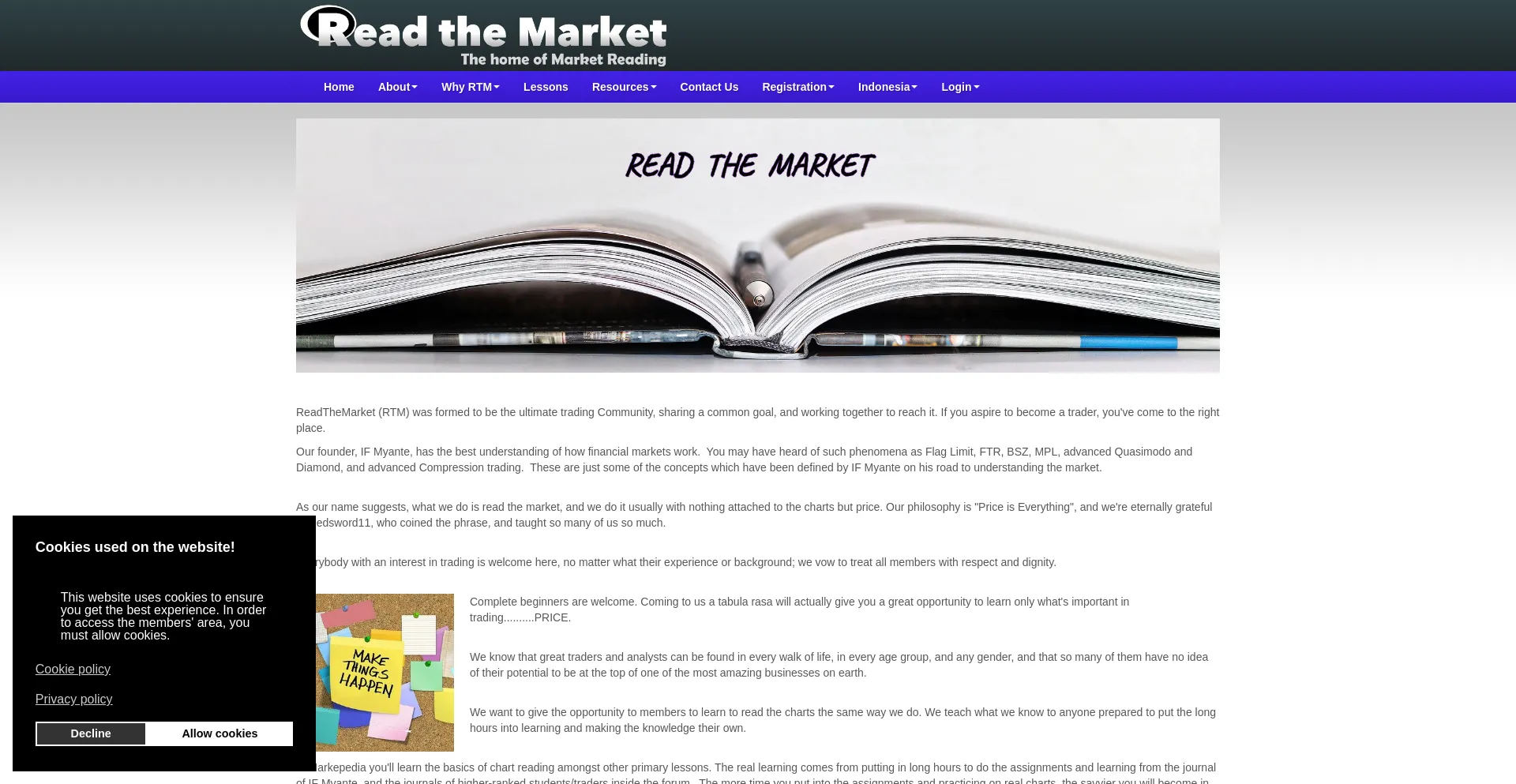 Website screenshot of Readthemarket.com