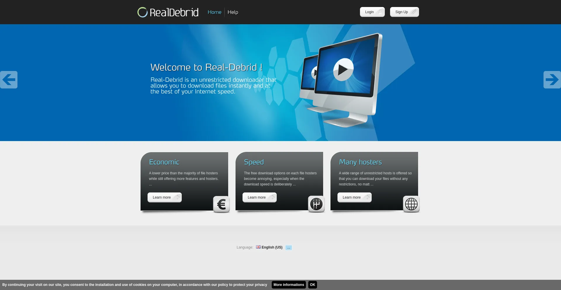 Website screenshot of Real-debrid.com