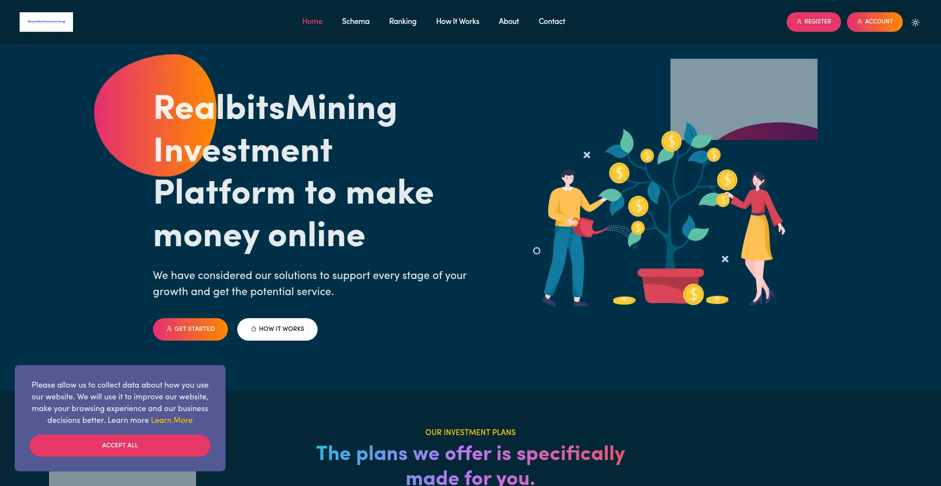 Website screenshot of Realbitsmining.com