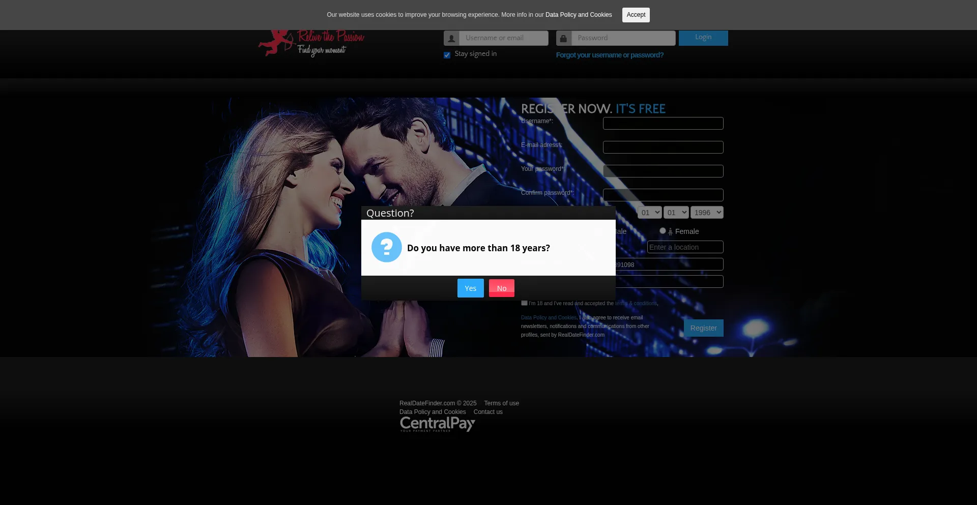 Realdatefinder.com Screenshot