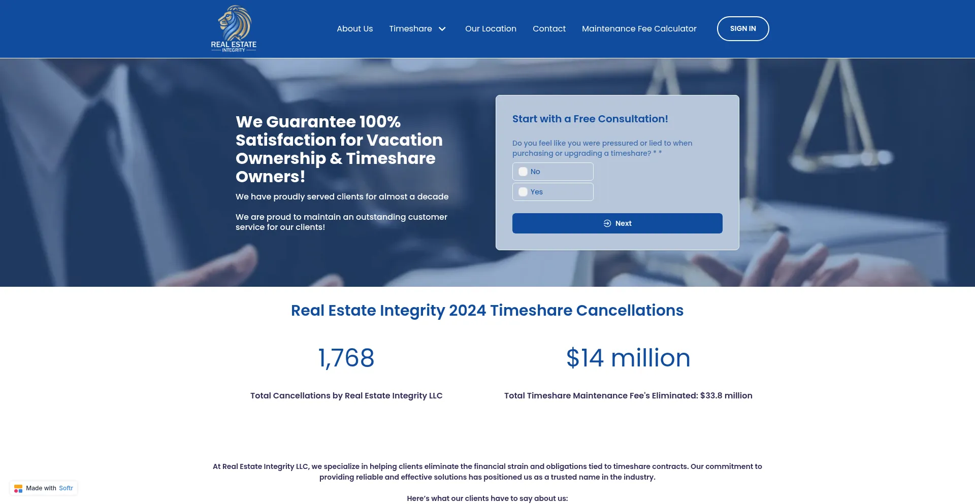 Website screenshot of Realestate-integrity.com