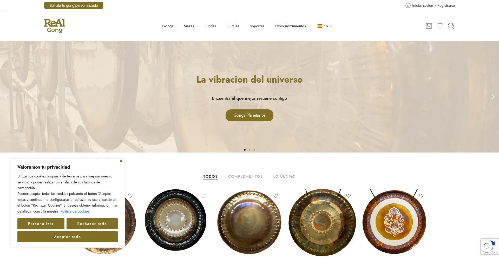 Website screenshot of Realgong.com