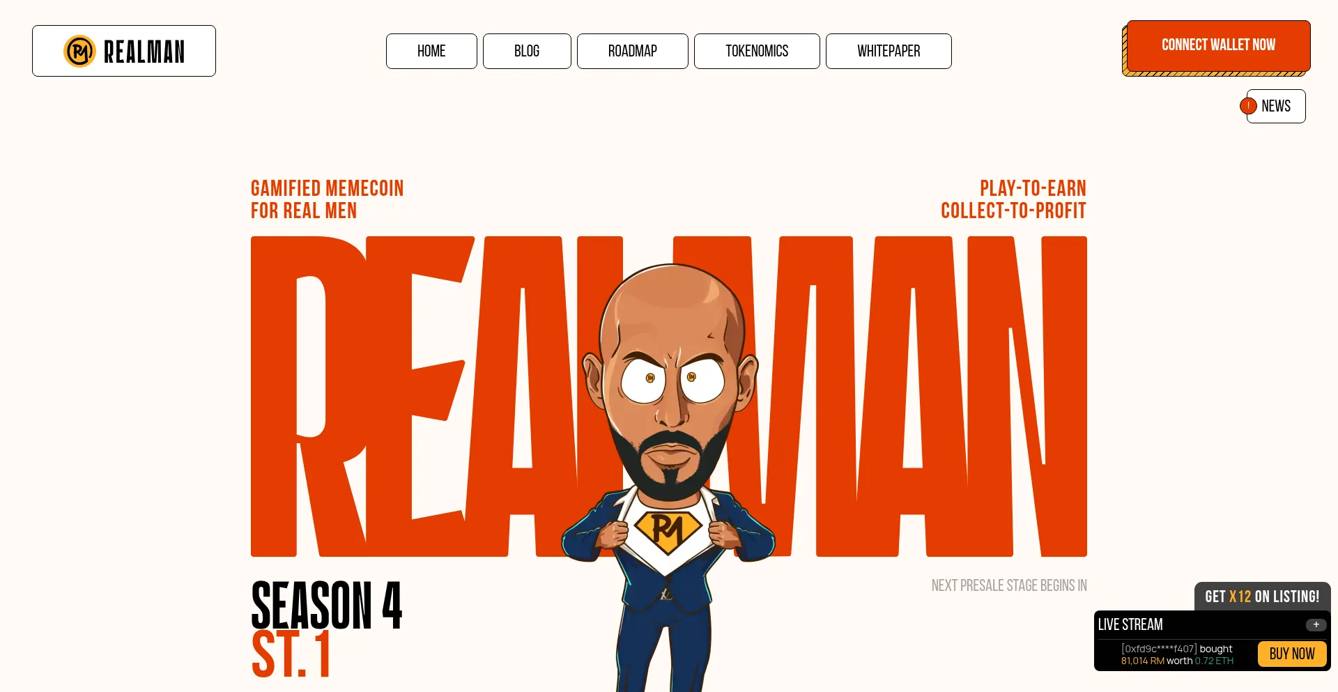 Website screenshot of Realman.meme