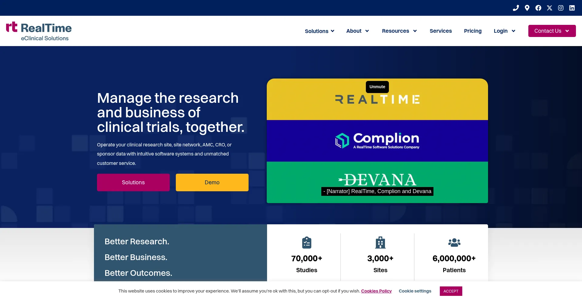 Website screenshot of Realtime-eclinical.com