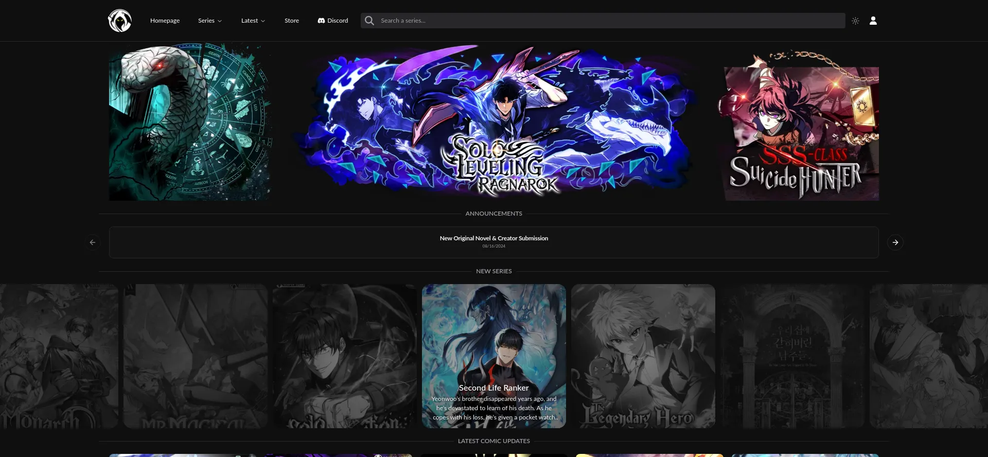 Website screenshot of Reaperscans.com
