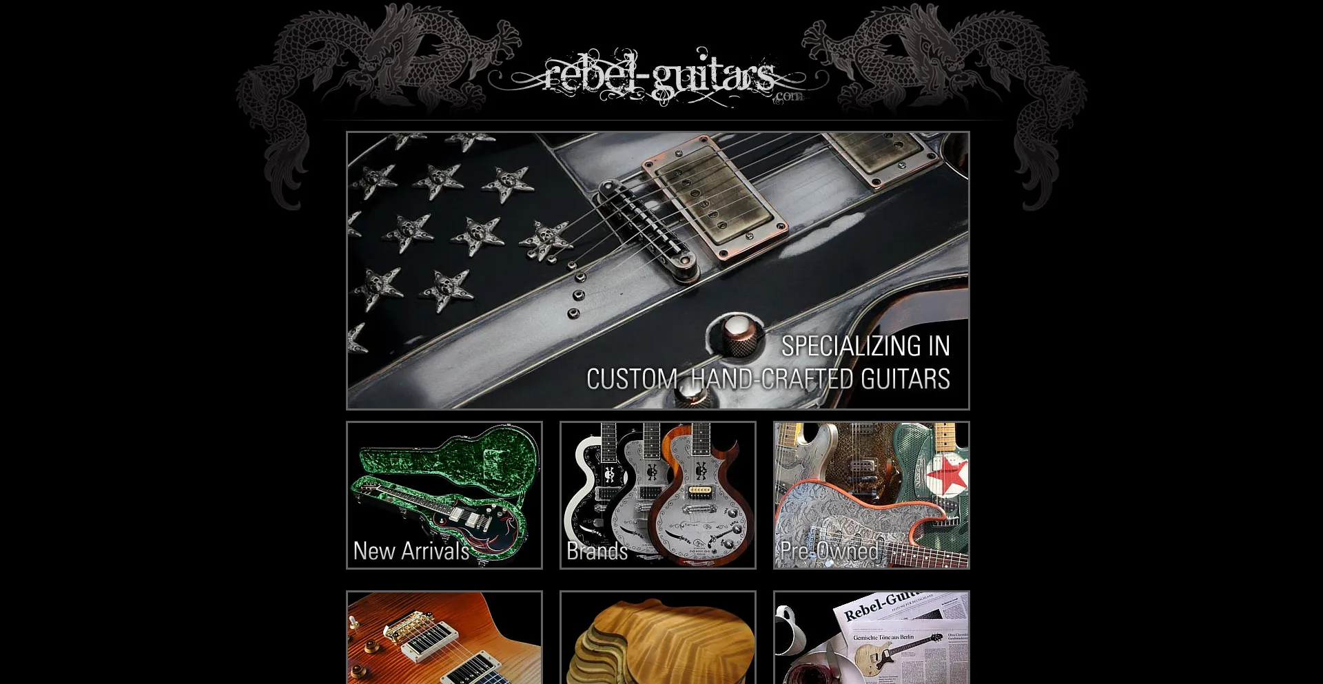 Website screenshot of Rebel-guitars.com