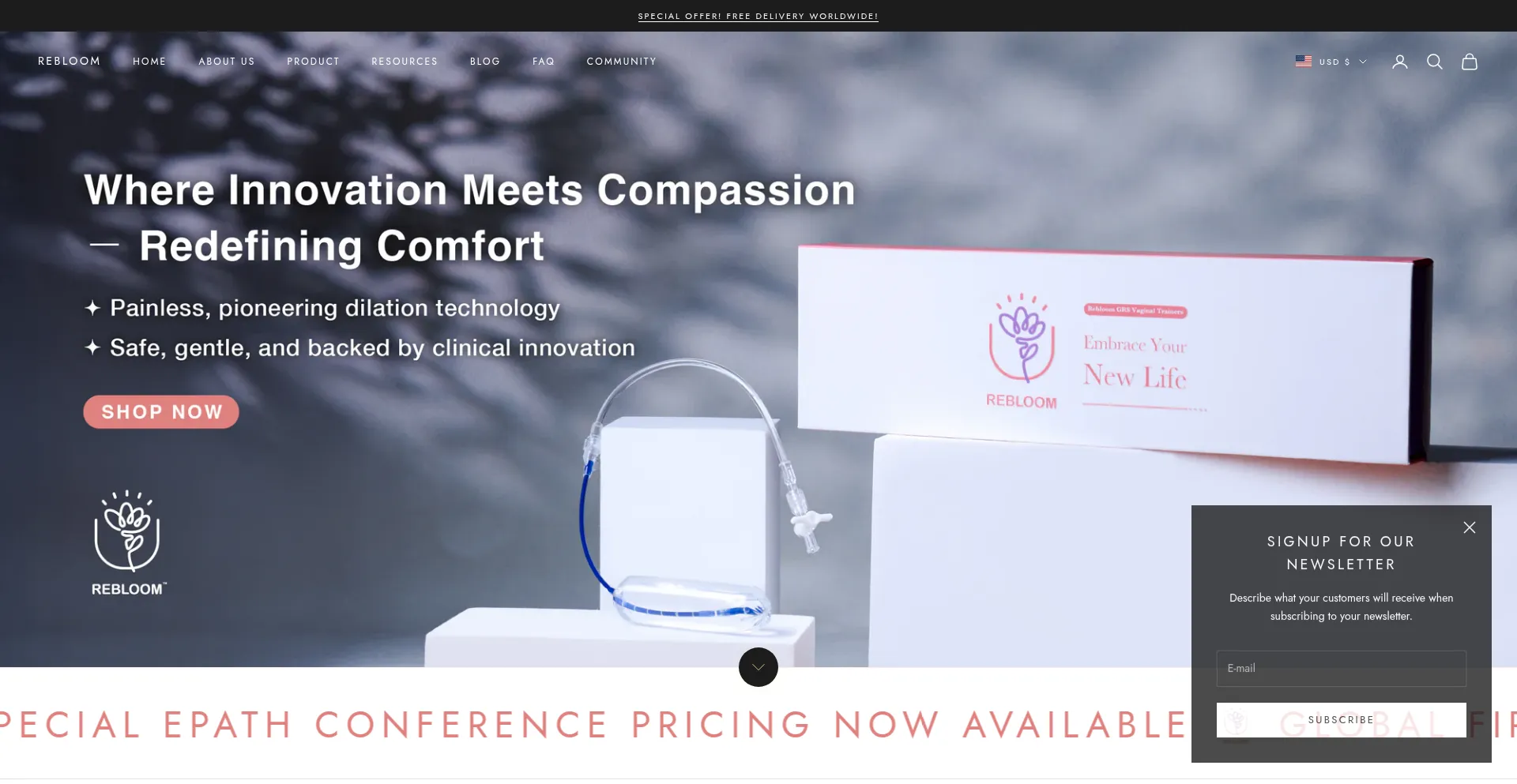 Website screenshot of Rebloom.pro