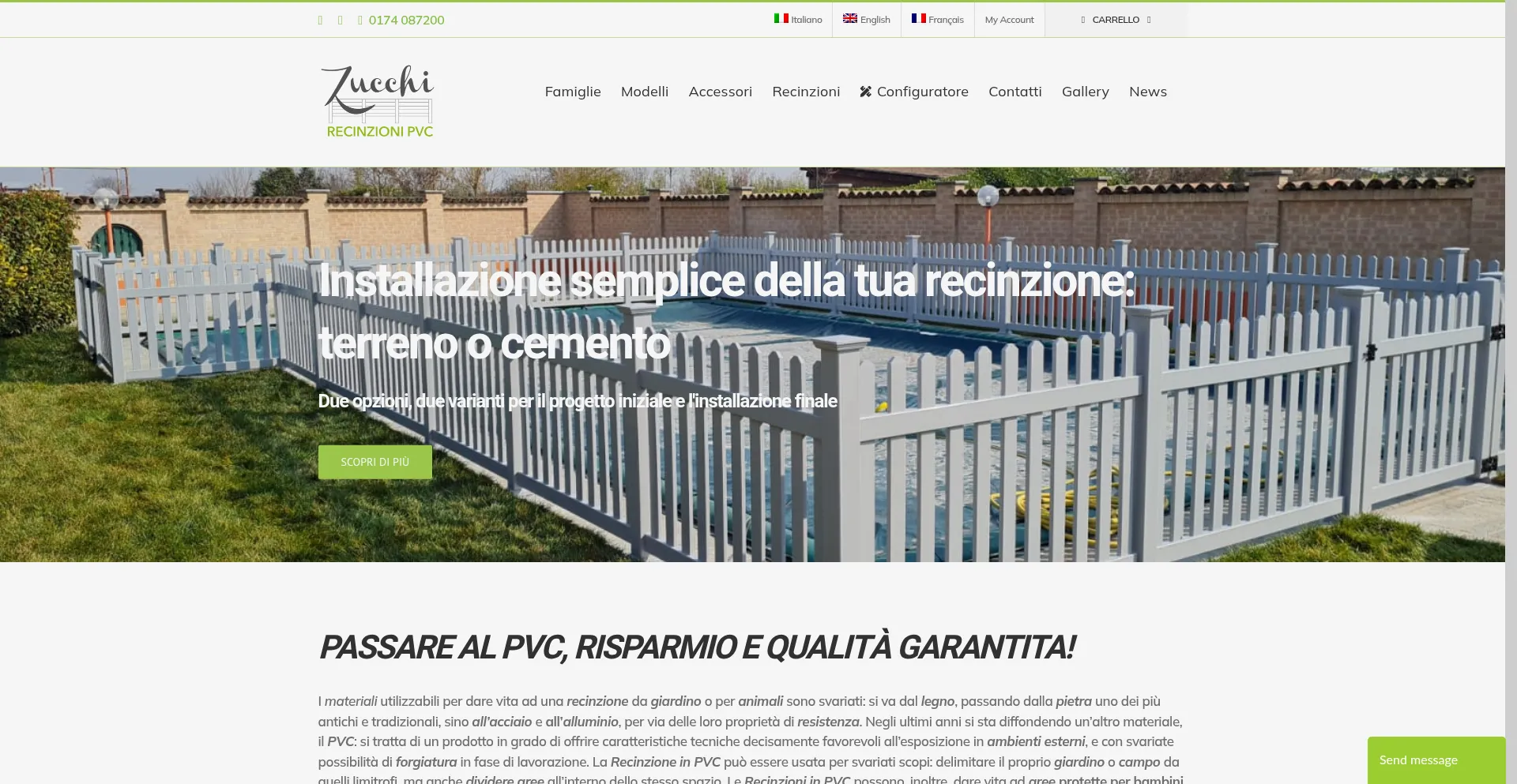 Website screenshot of Recinzionipvc.com