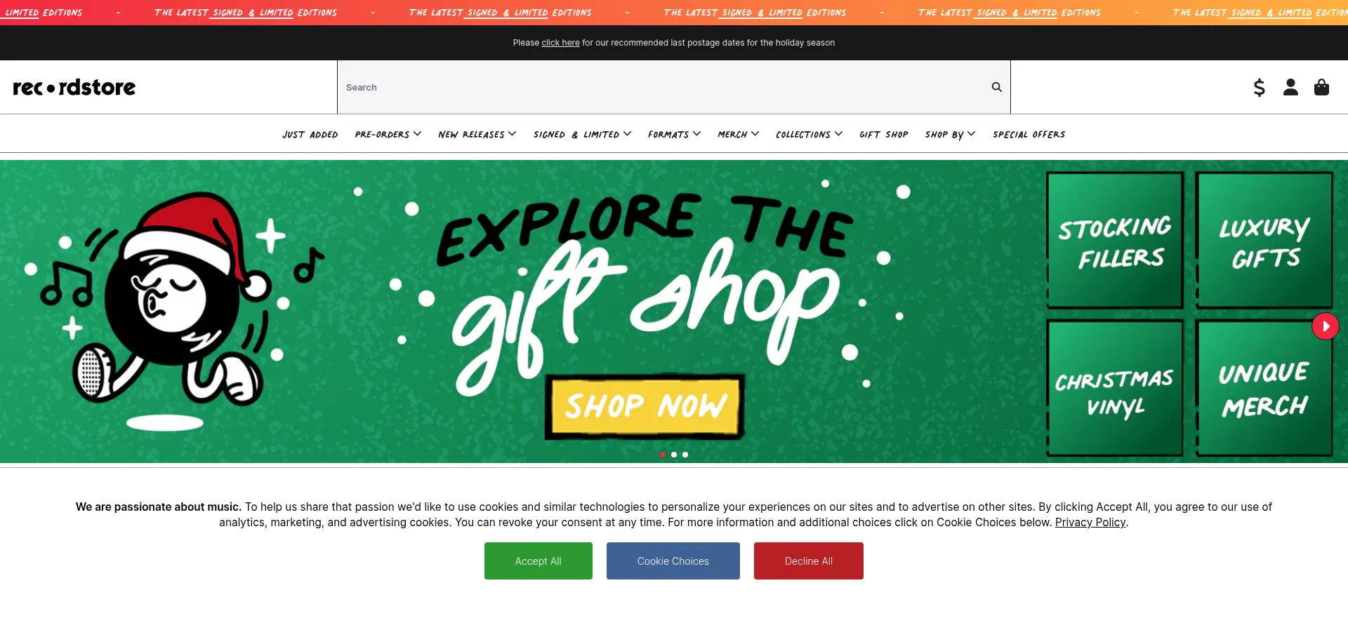 Website screenshot of Recordstore.co.uk