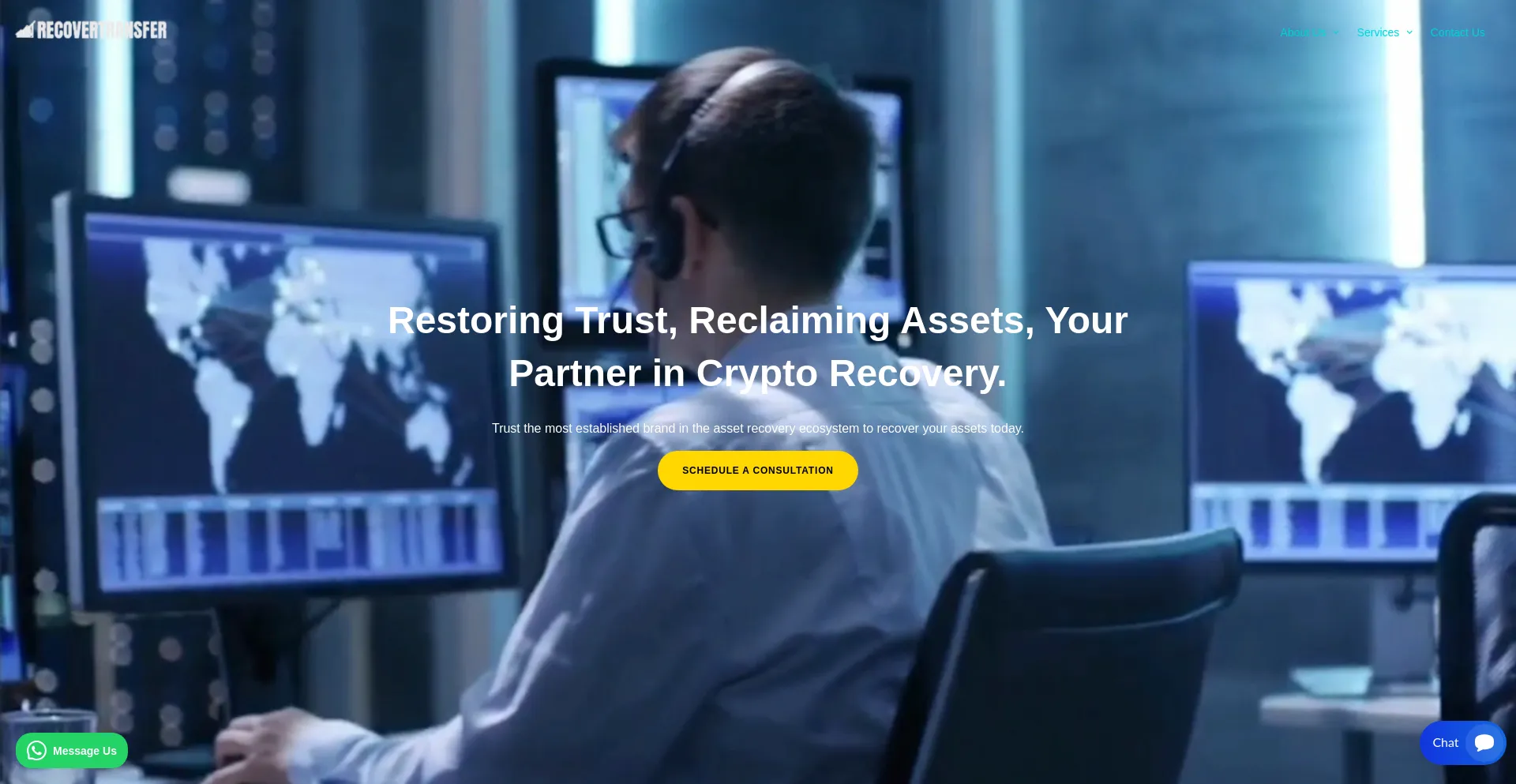 Website screenshot of Recovertransfer.com