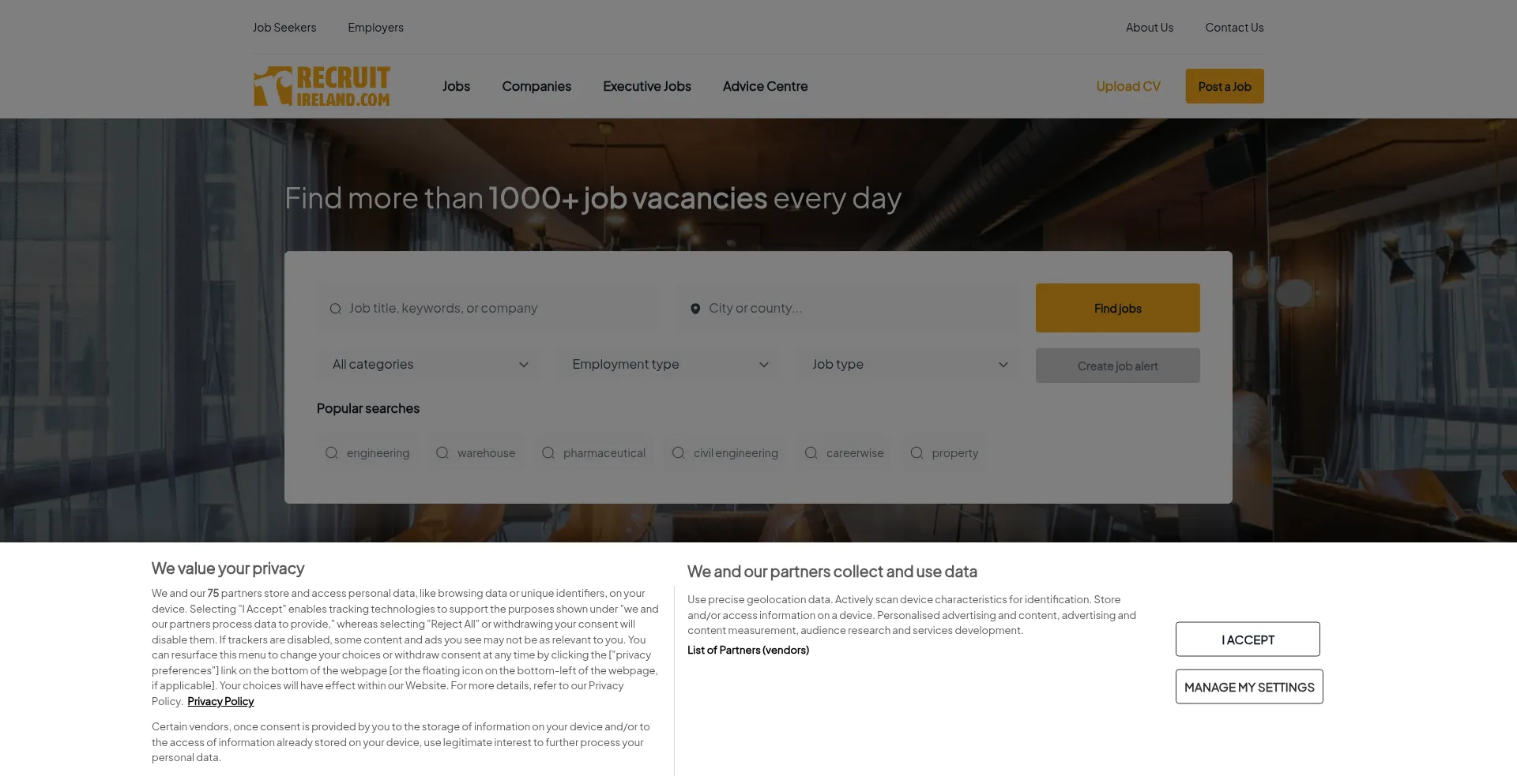 Website screenshot of Recruitireland.com