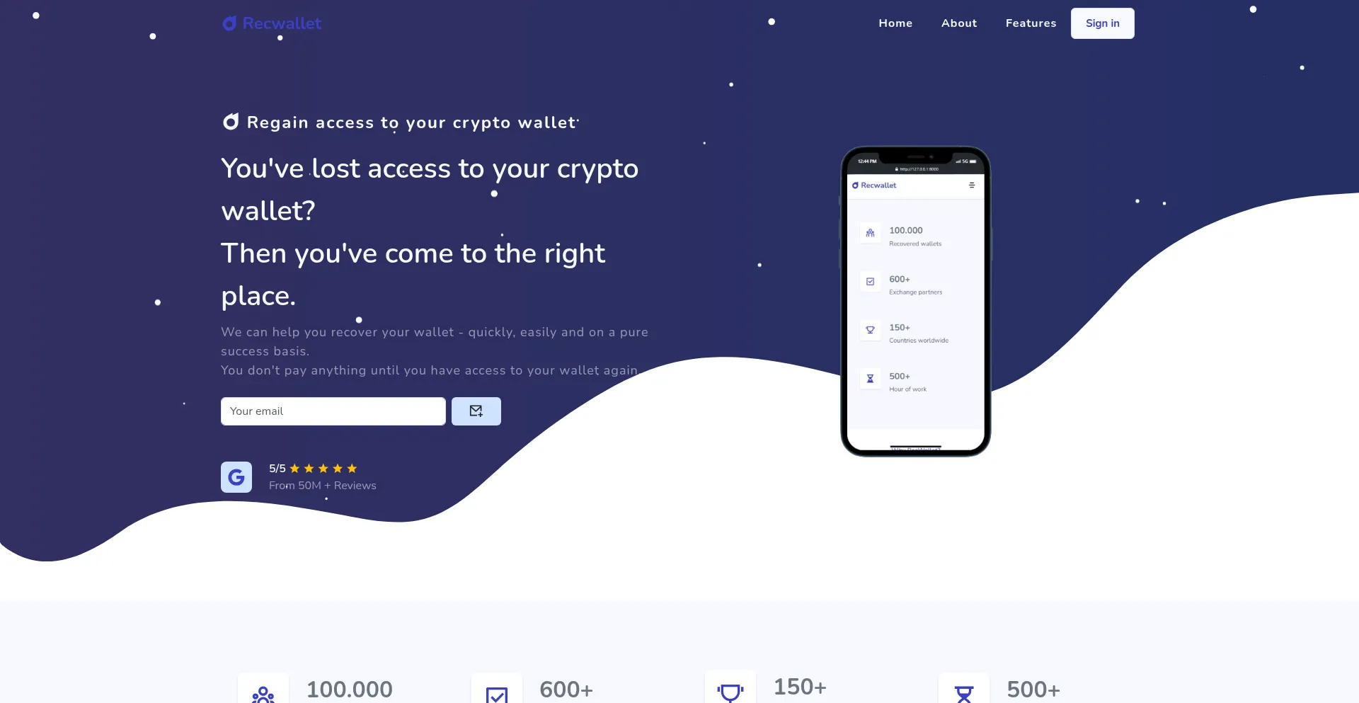 Website screenshot of Recwallet.cc