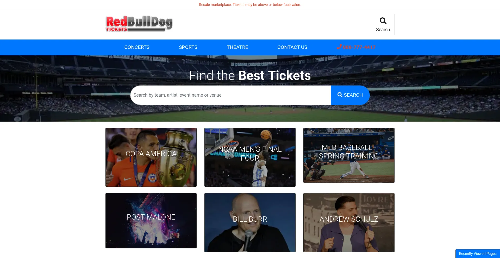 Redbulldogtickets.com Screenshot