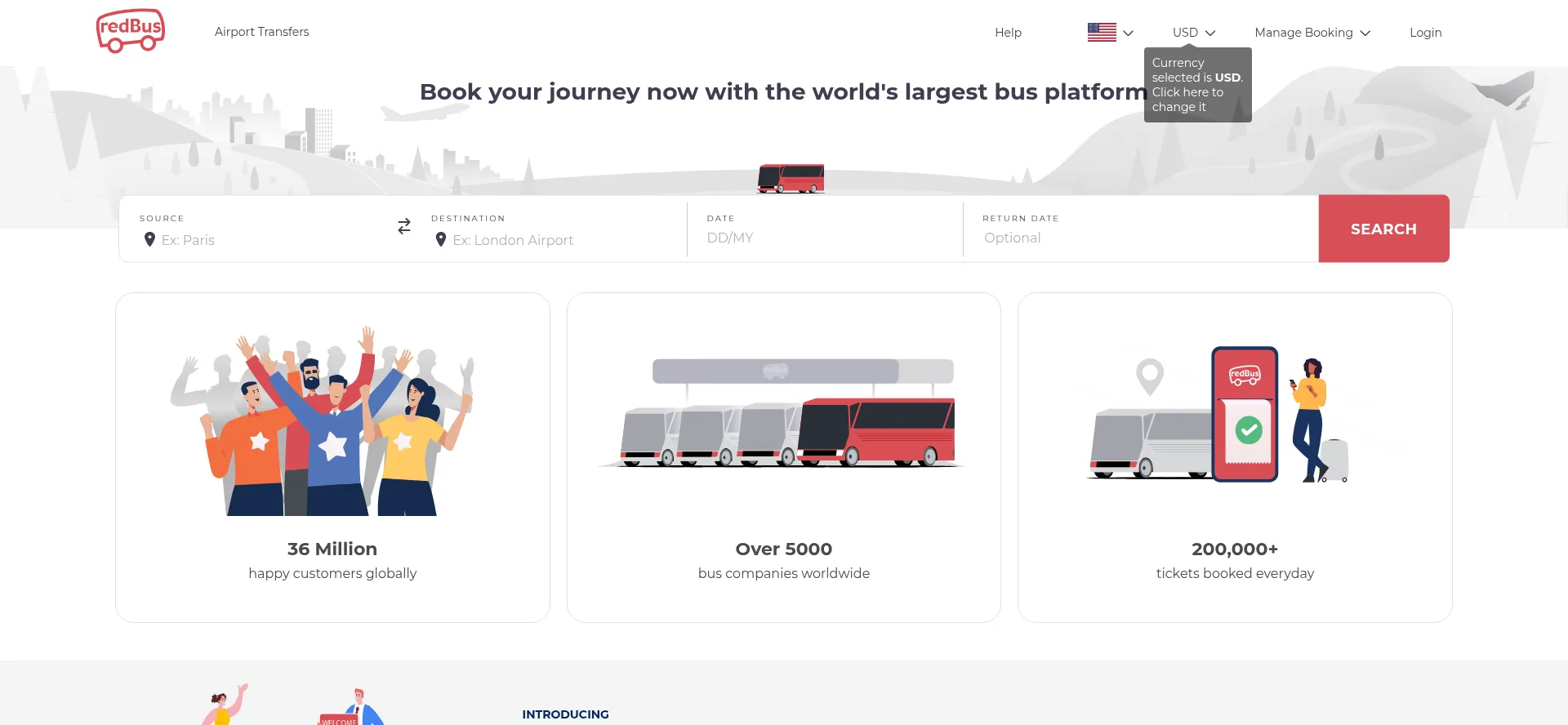 Website screenshot of Redbus.com