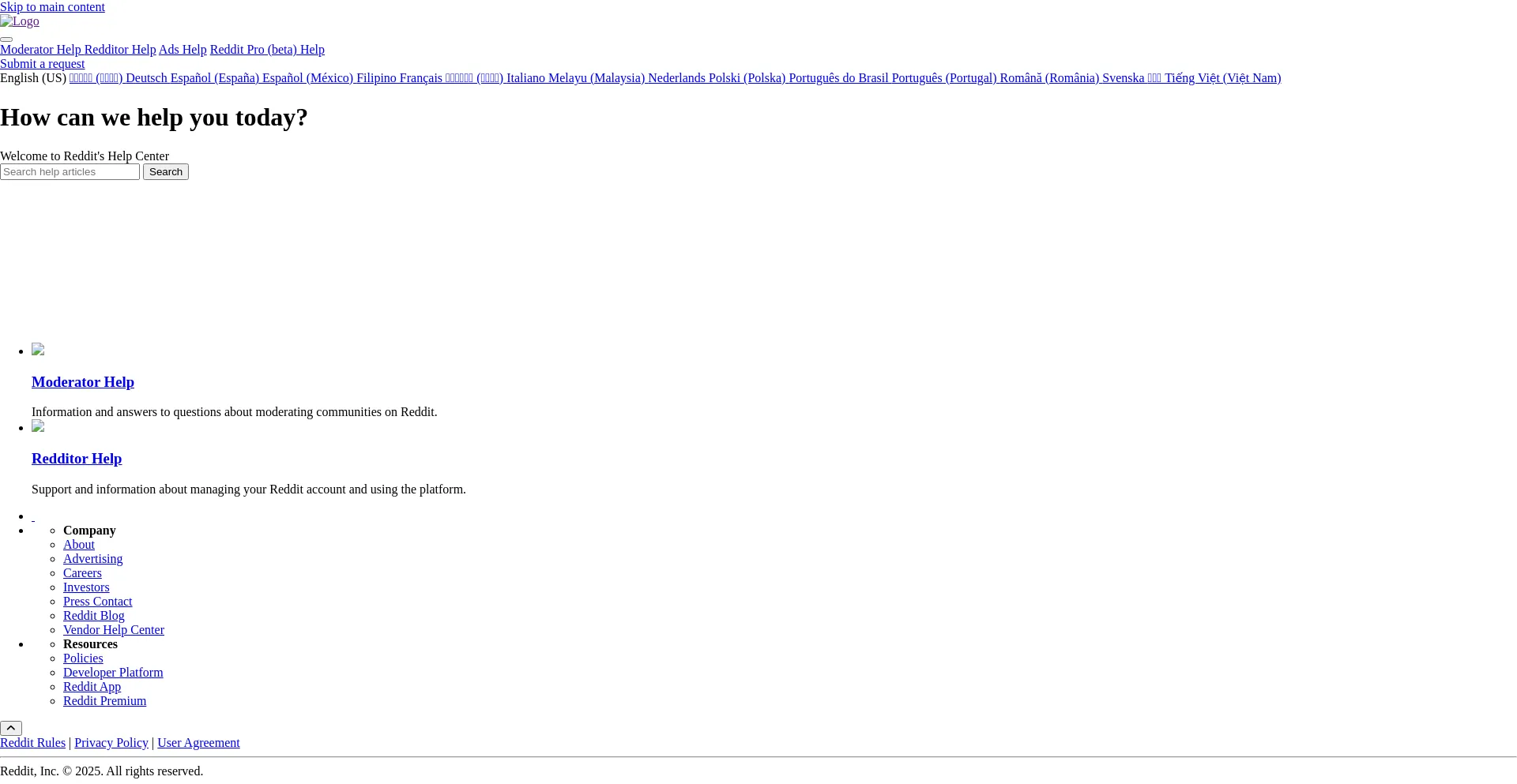 Website screenshot of Reddithelp.com