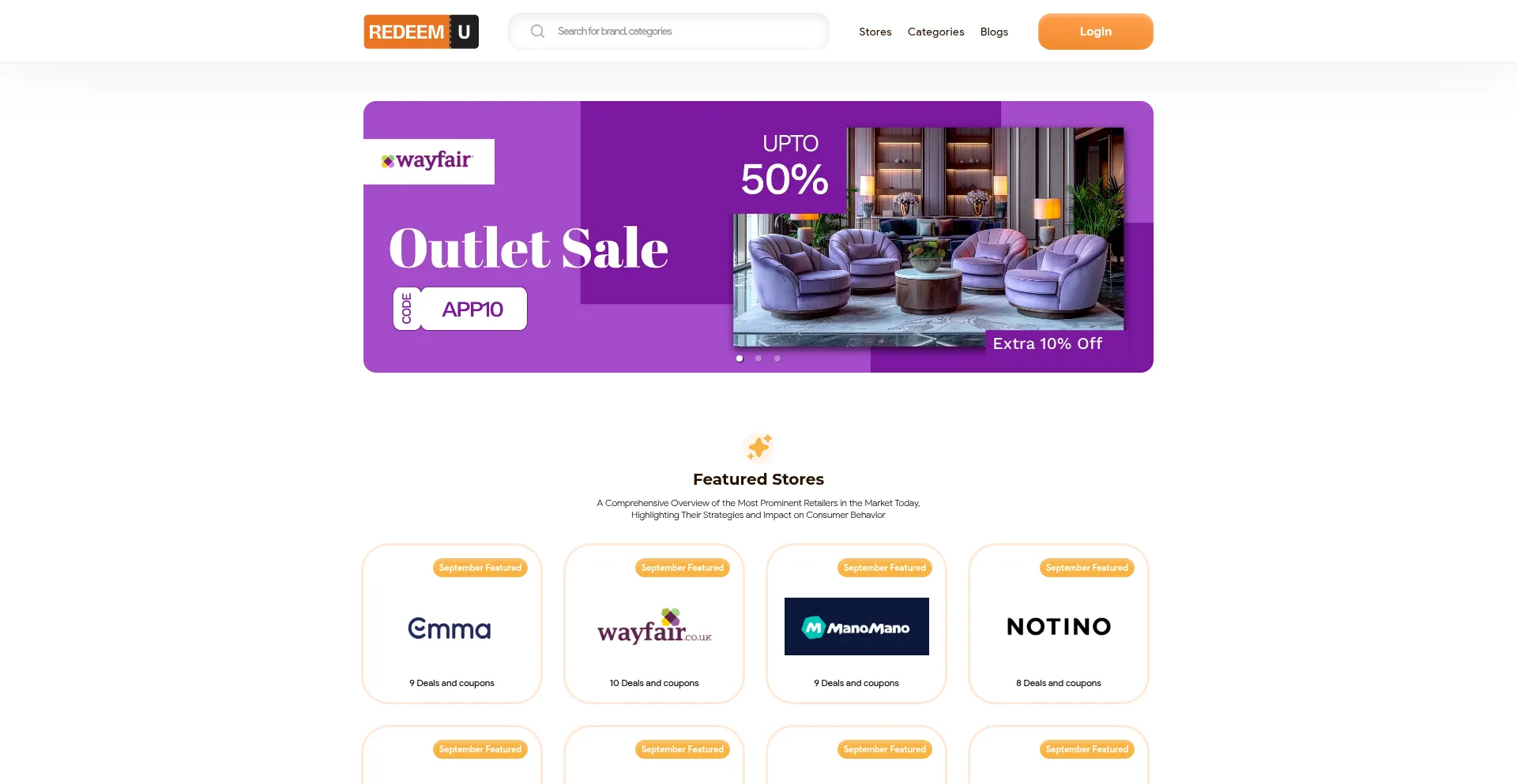 Website screenshot of Redeemu.com
