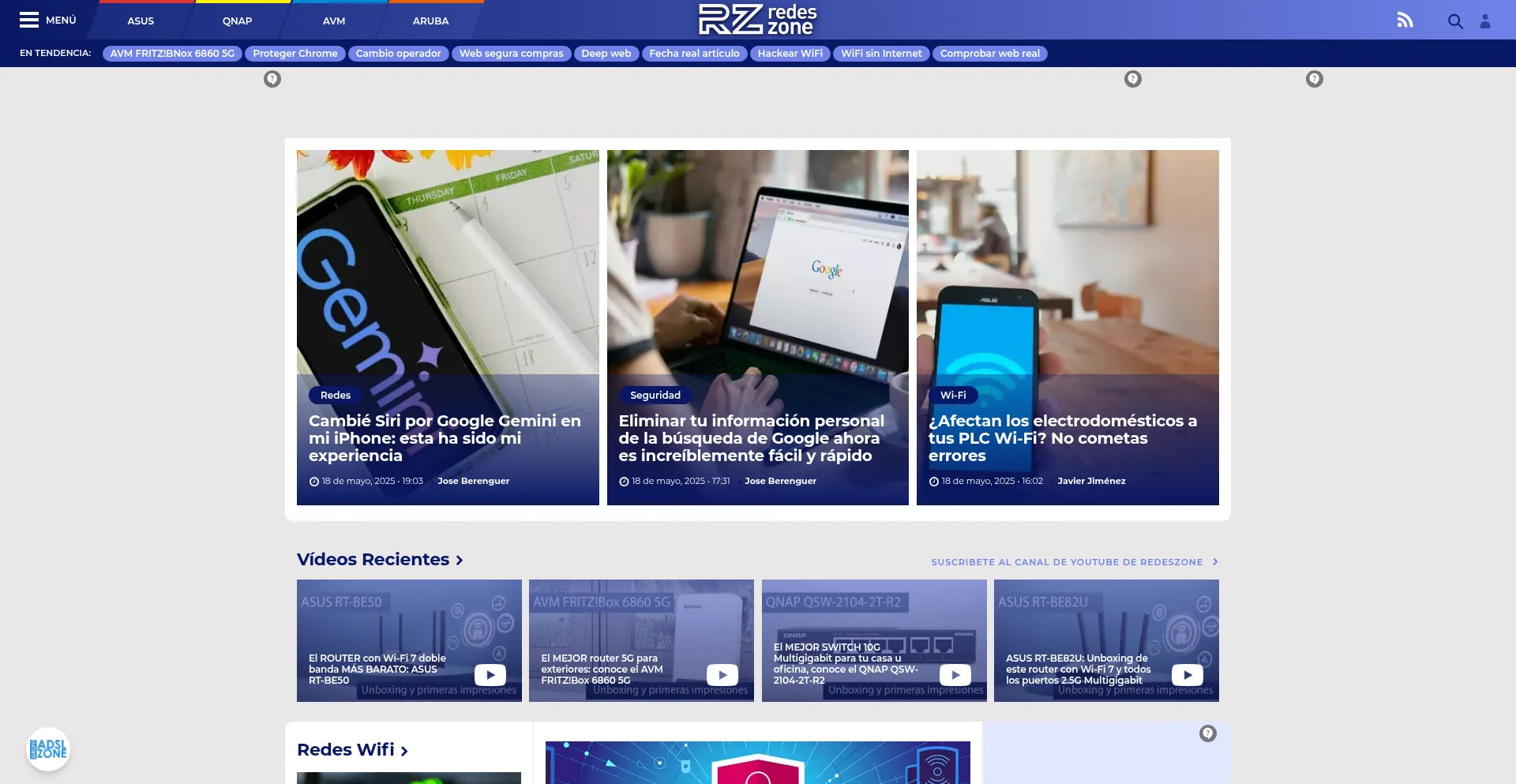 Website screenshot of Redeszone.net