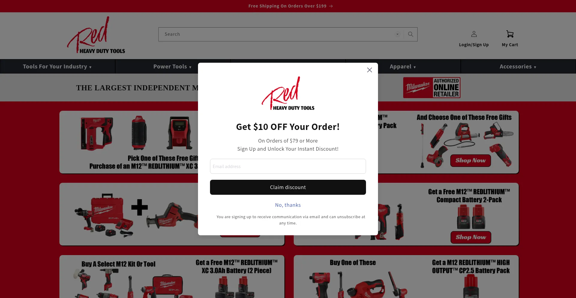 Website screenshot of Redheavydutytools.com