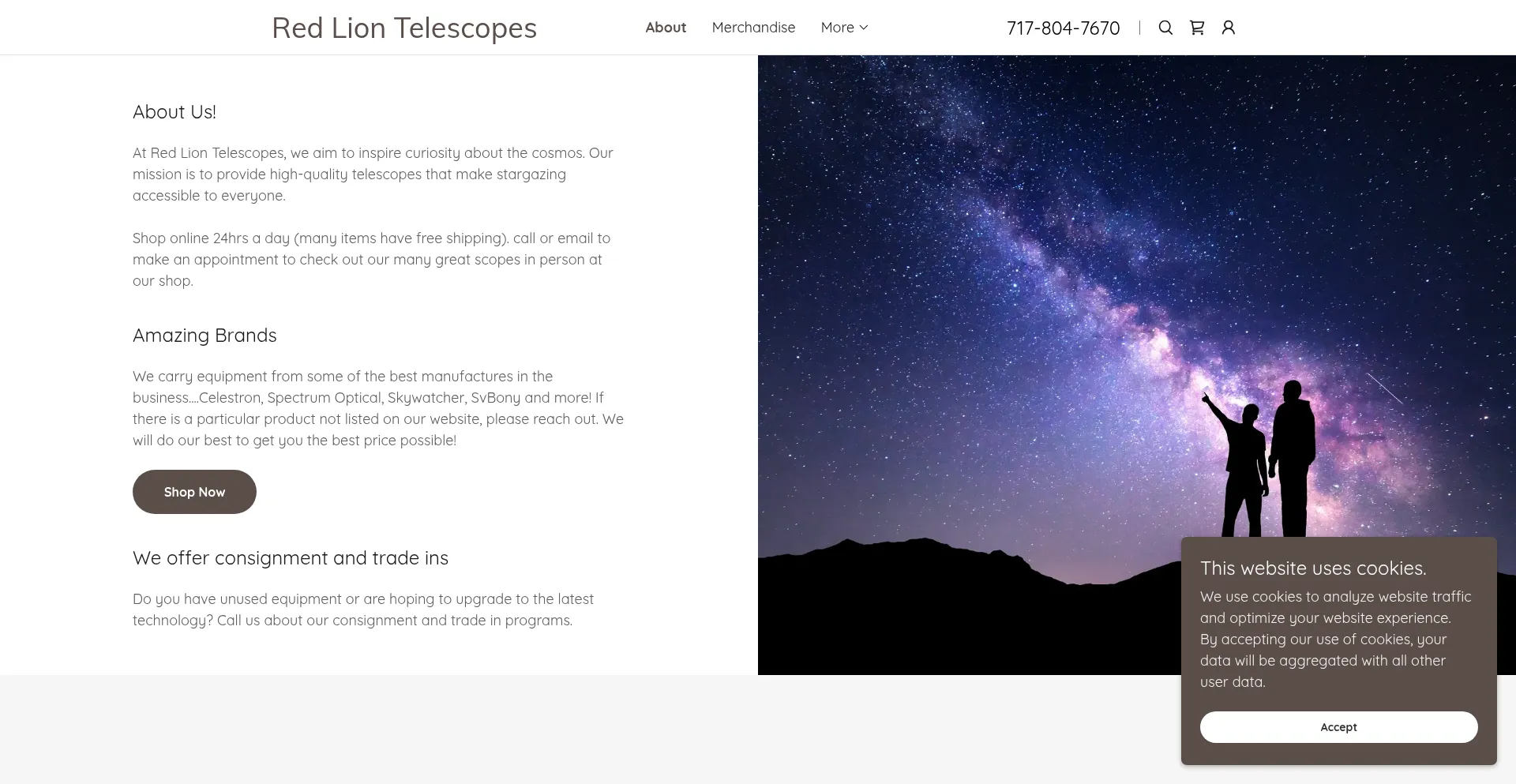 Redliontelescopes.com Screenshot