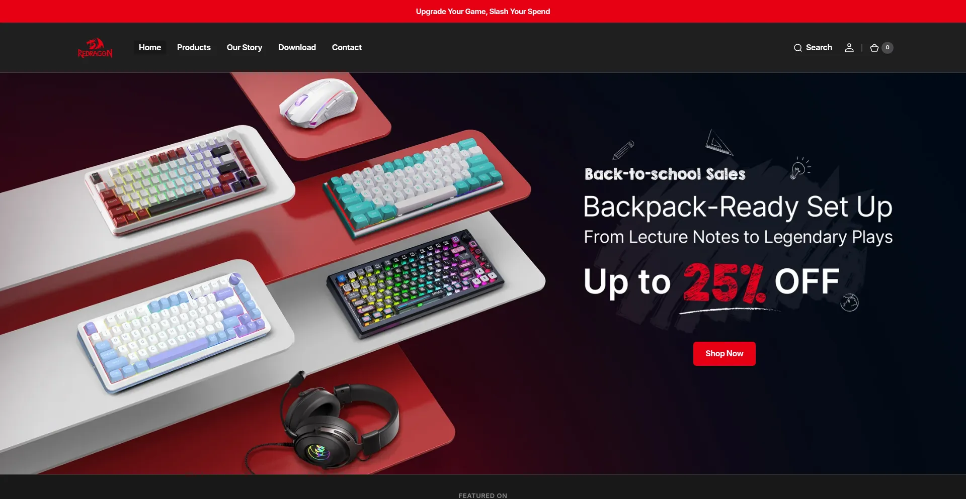 Website screenshot of Redragon.com