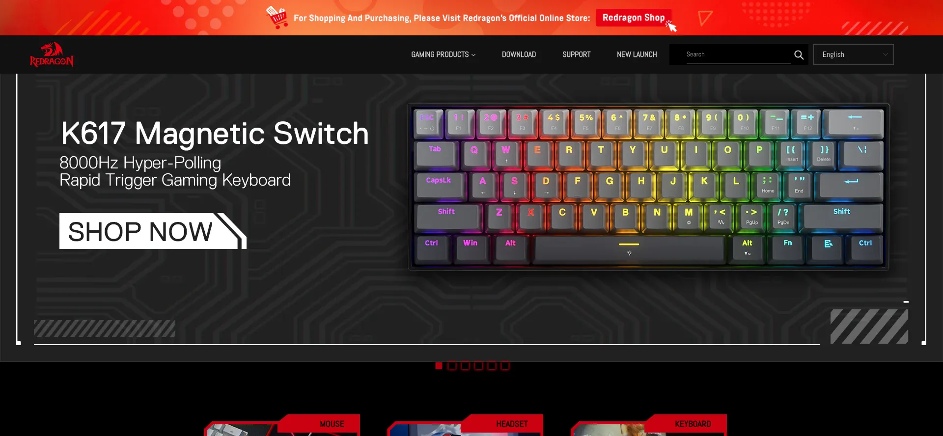 Website screenshot of Redragonzone.com