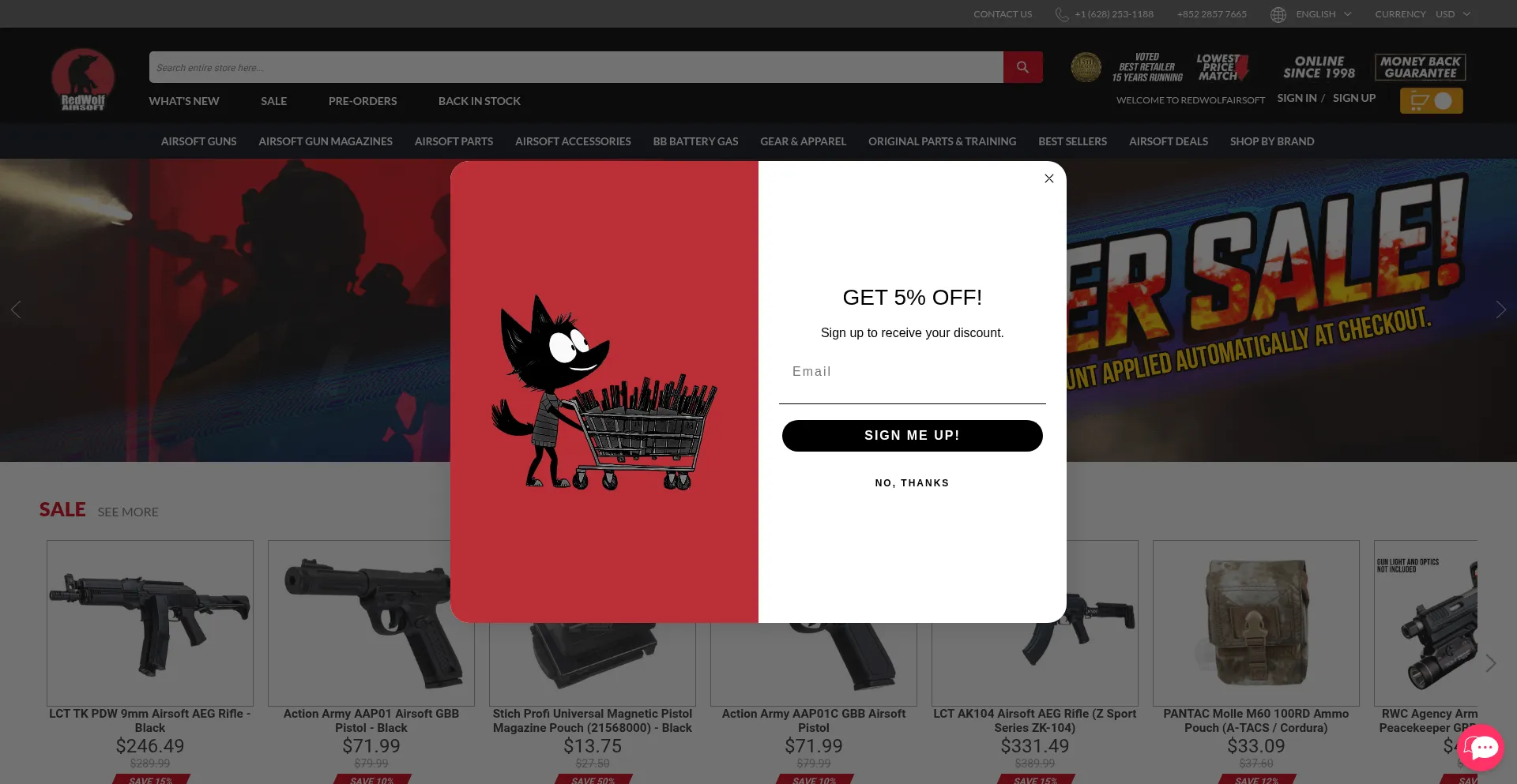 Website screenshot of Redwolfairsoft.com