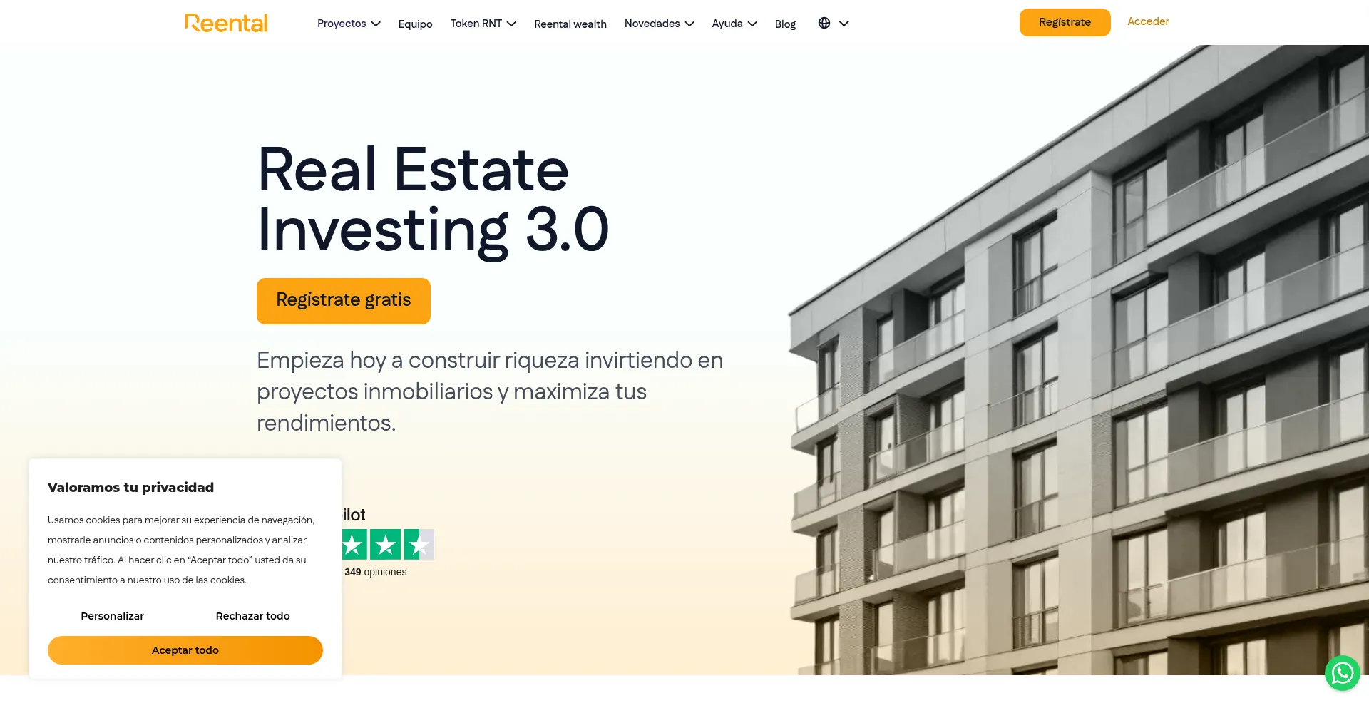 Website screenshot of Reental.co