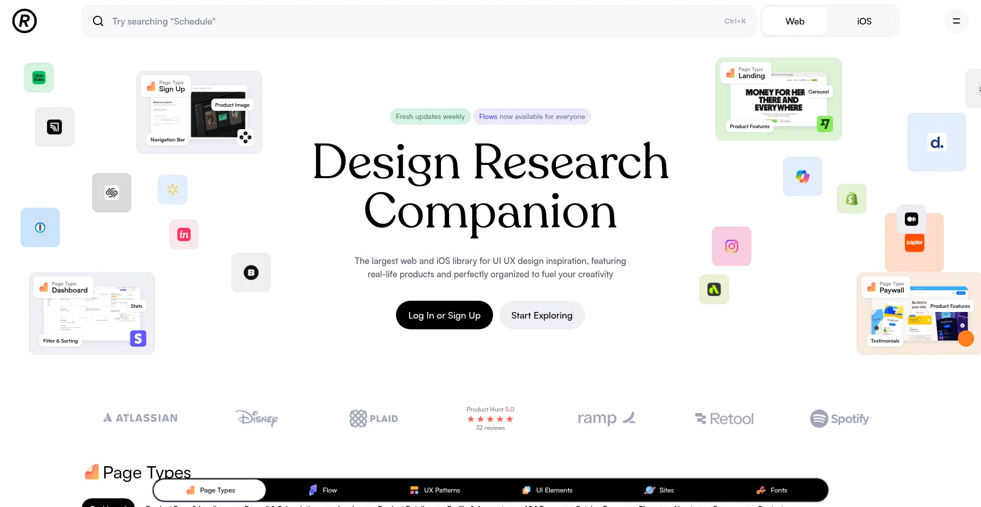 Website screenshot of Refero.design