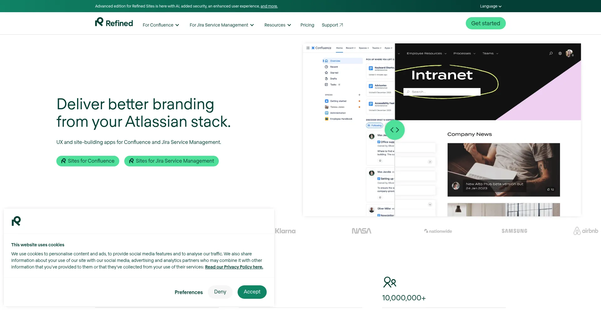 Website screenshot of Refined.com