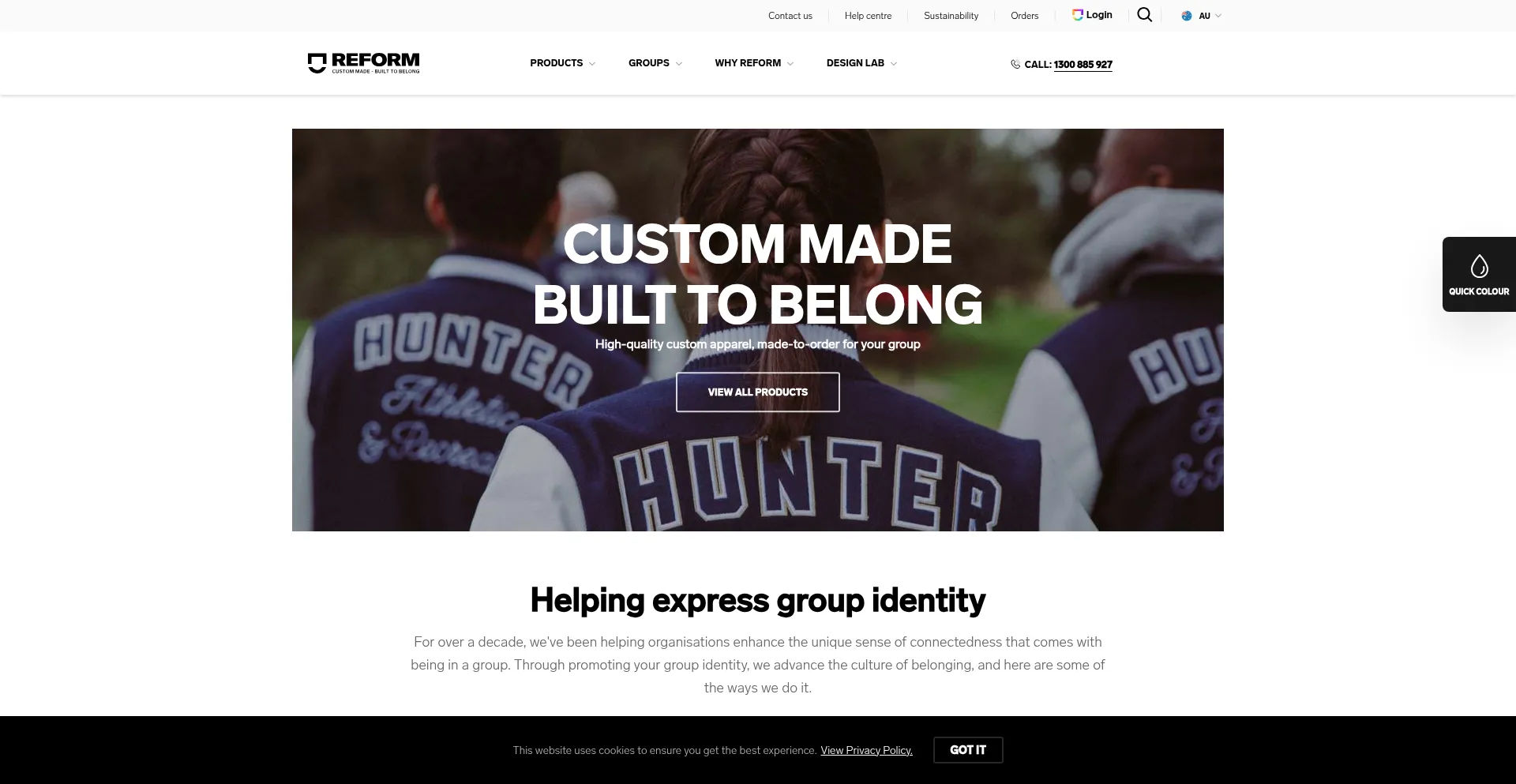 Website screenshot of Reformclothing.com