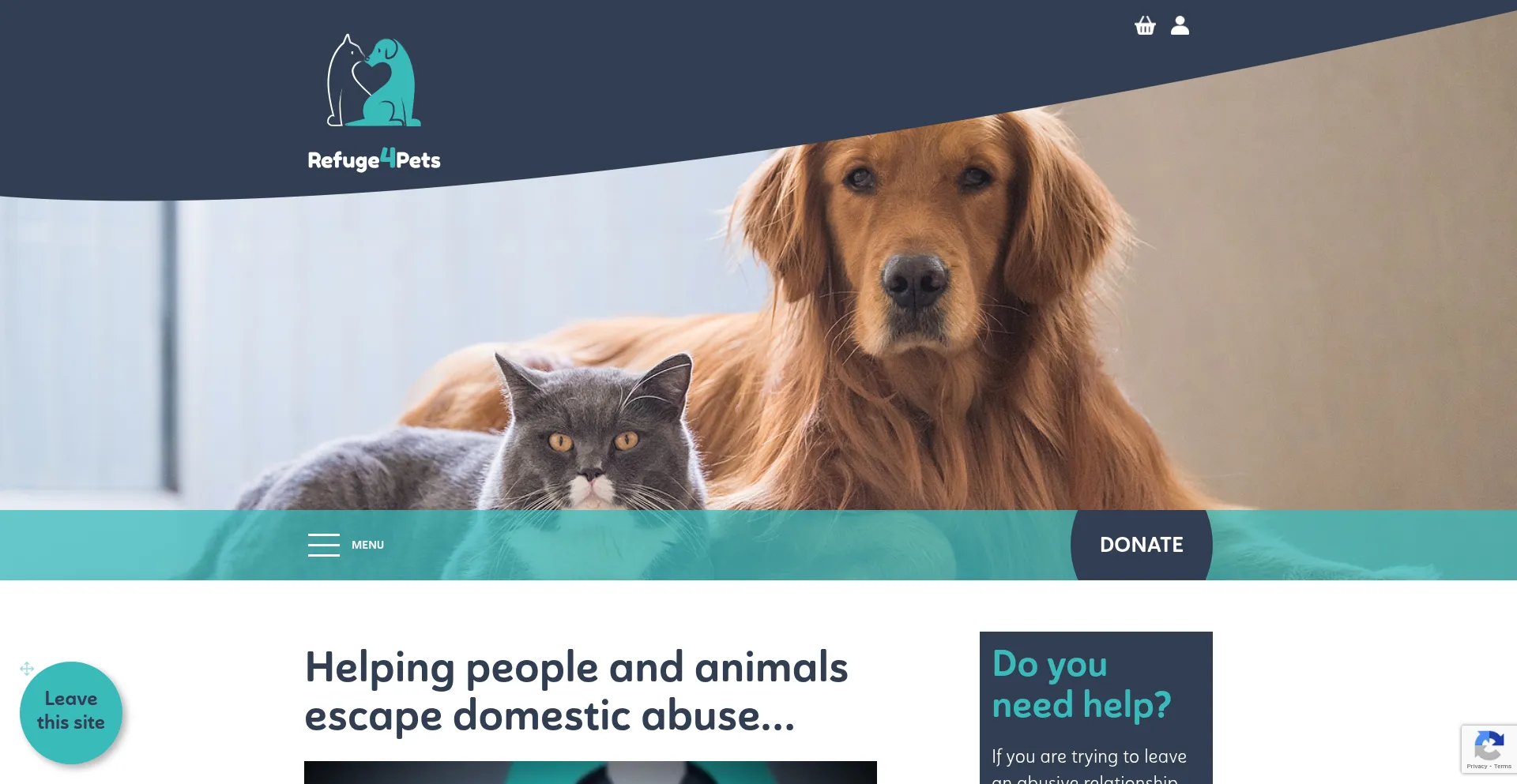 Website screenshot of Refuge4pets.org.uk