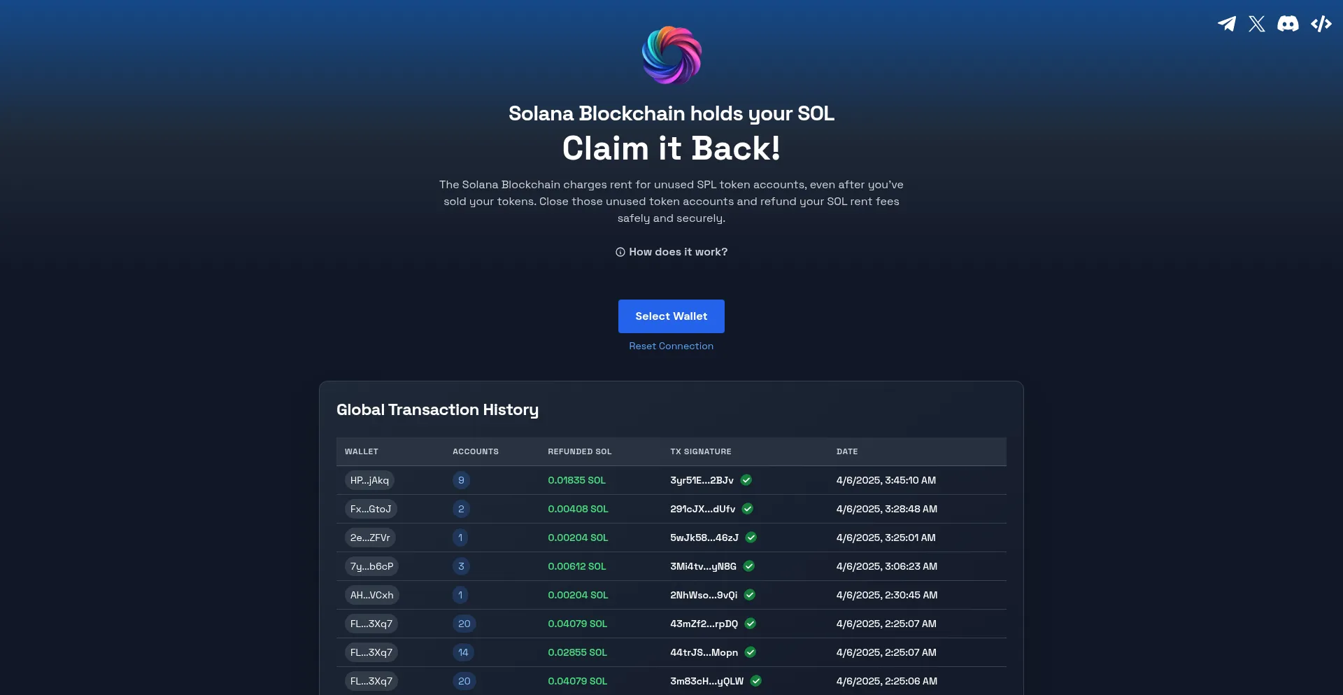 Website screenshot of Refundyoursol.com