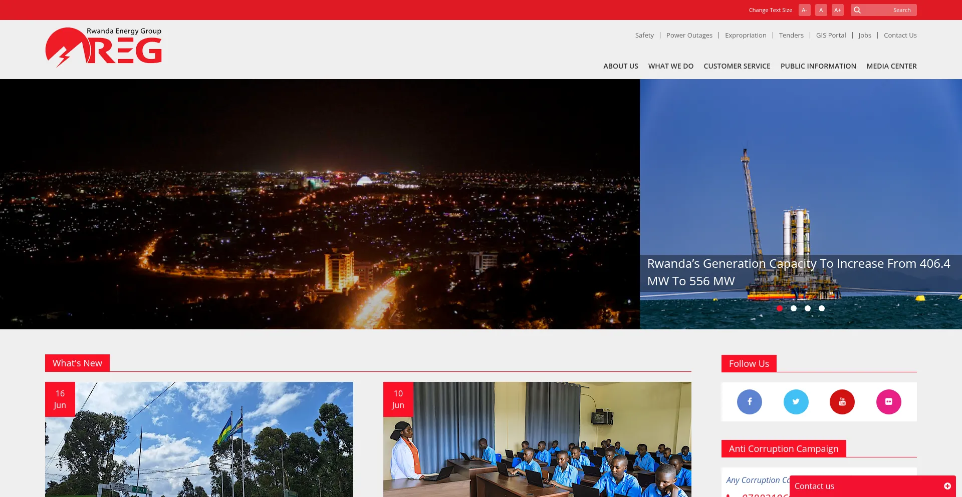 Website screenshot of Reg.rw