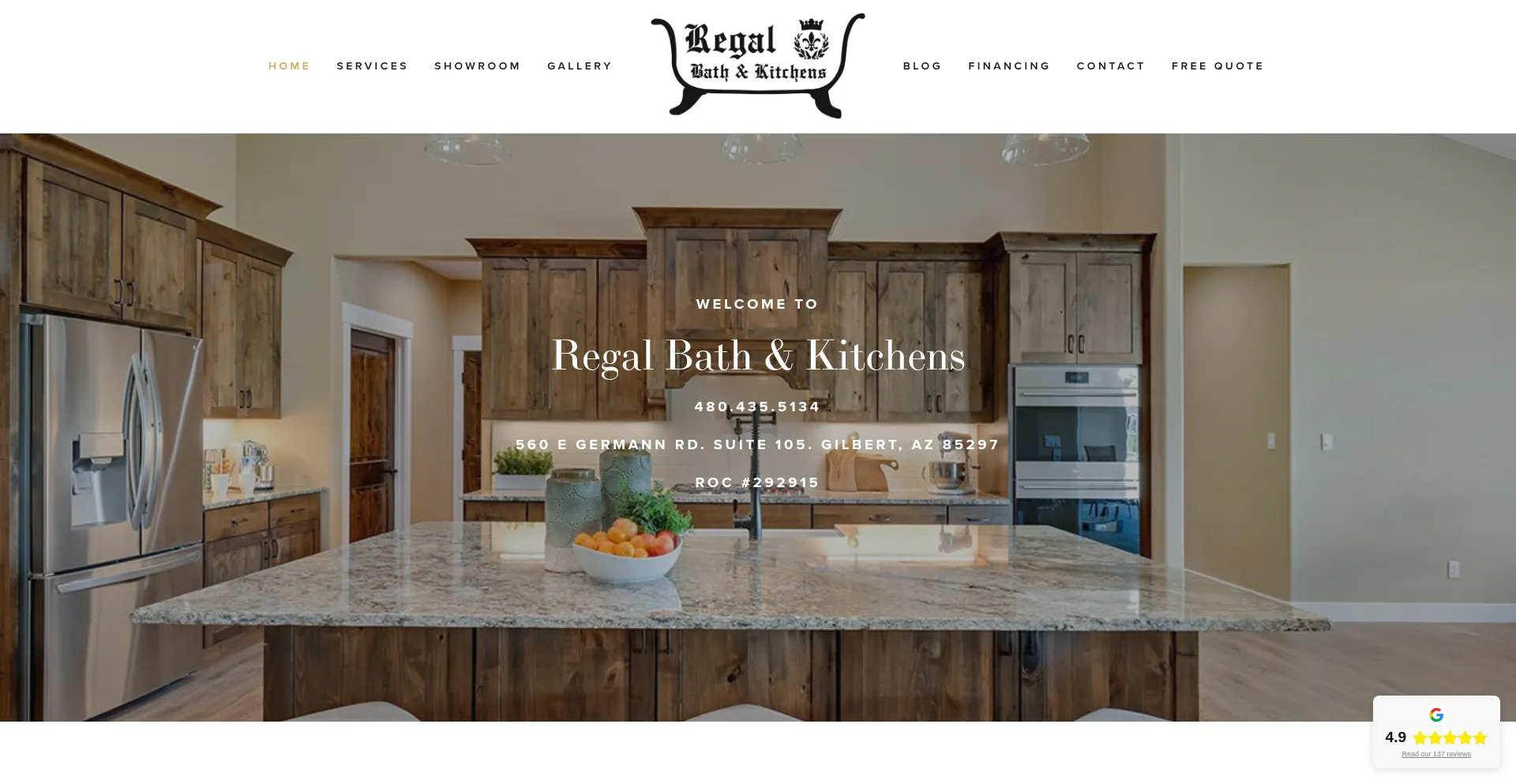 Website screenshot of Regalbathandkitchens.com