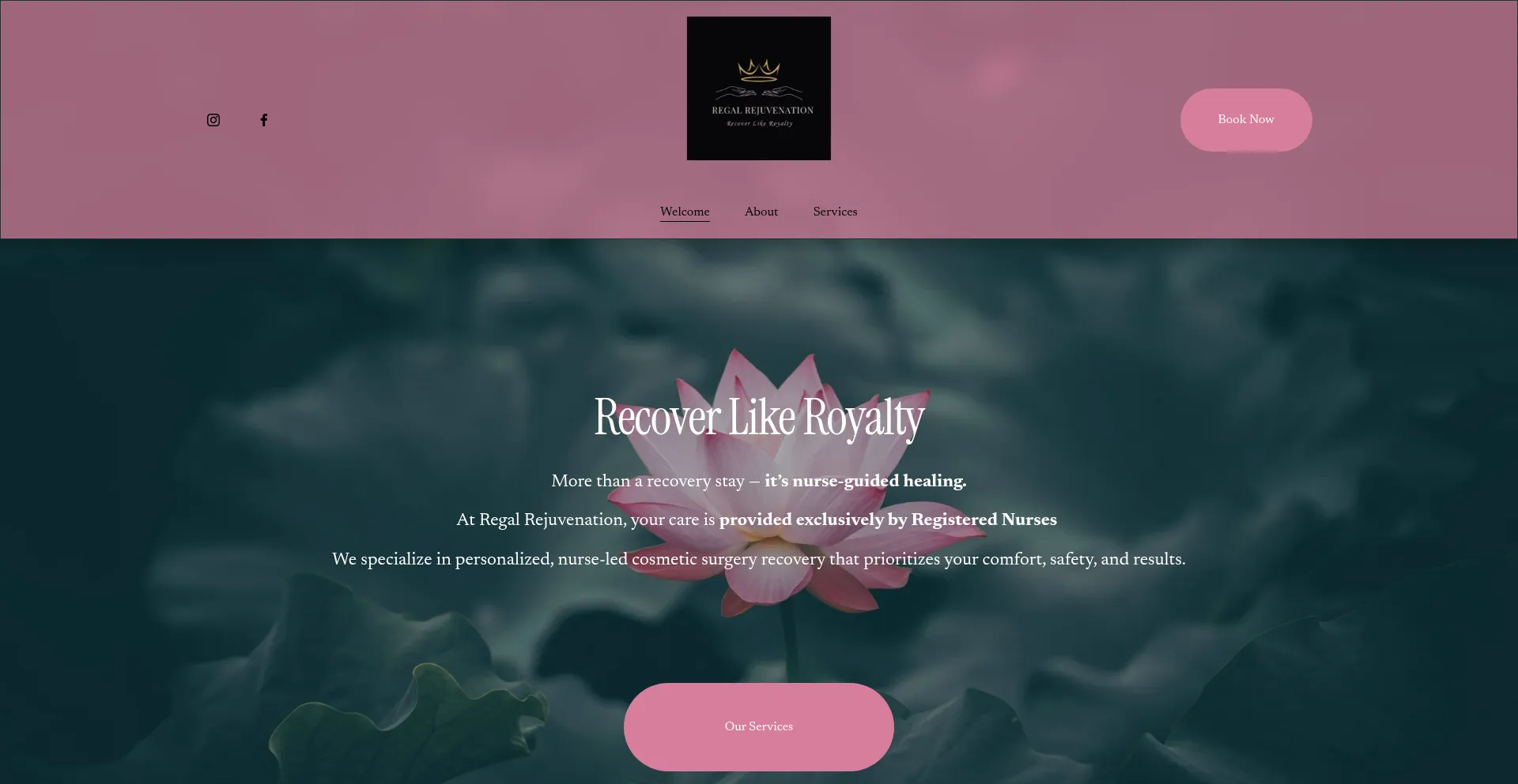 Website screenshot of Regalrejuvenation.squarespace.com