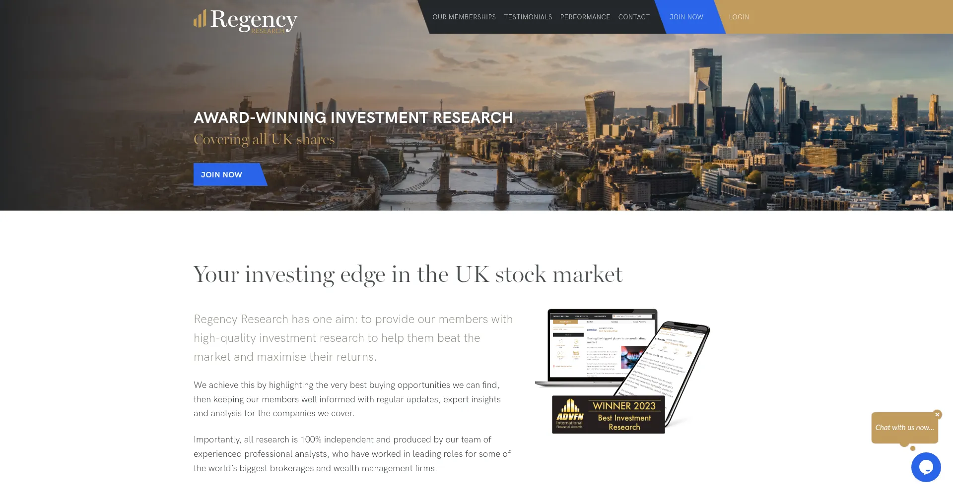 Website screenshot of Regencyresearch.co.uk
