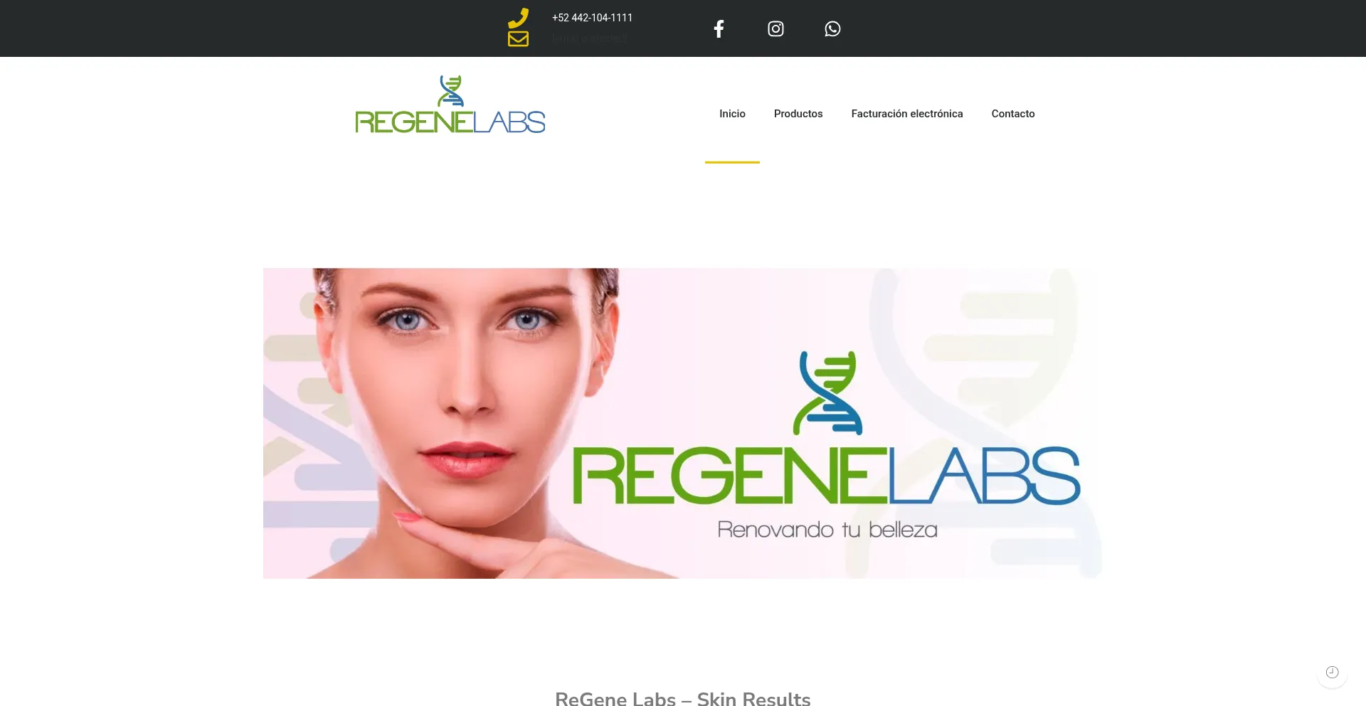 Website screenshot of Regenelabs.com